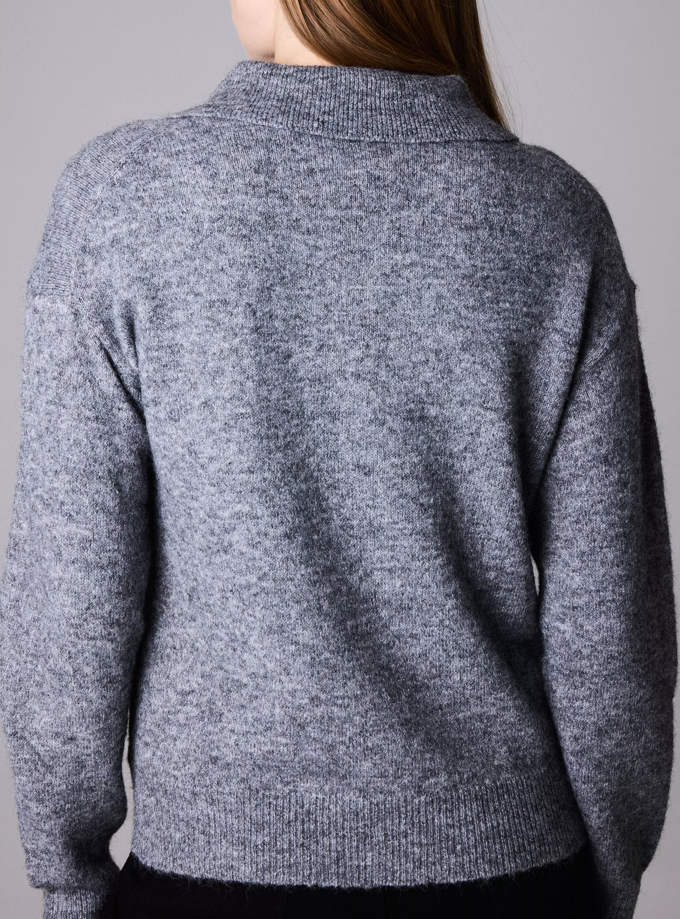 Sweater Rayado Estilo Polo con Botones Frontales-3
