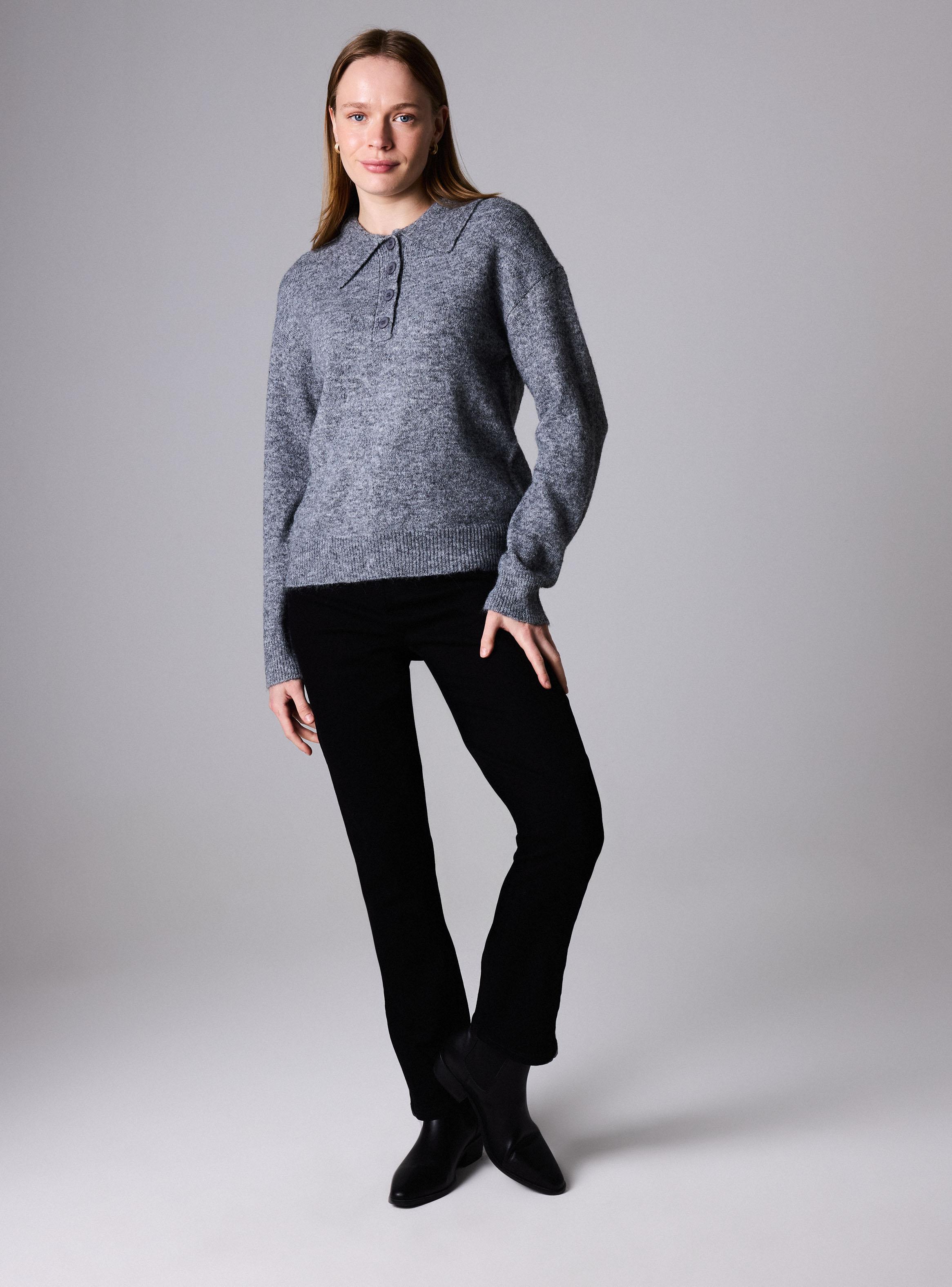 Sweater Rayado Estilo Polo con Botones Frontales-4