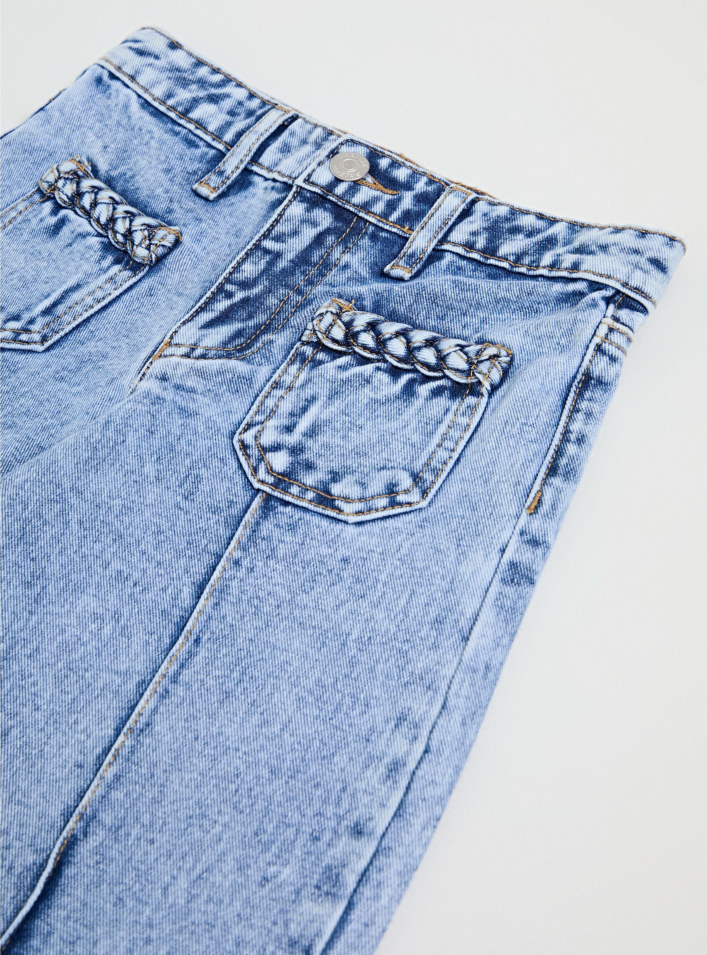 Jeans Bolsillos Aplicación Trenzas-3