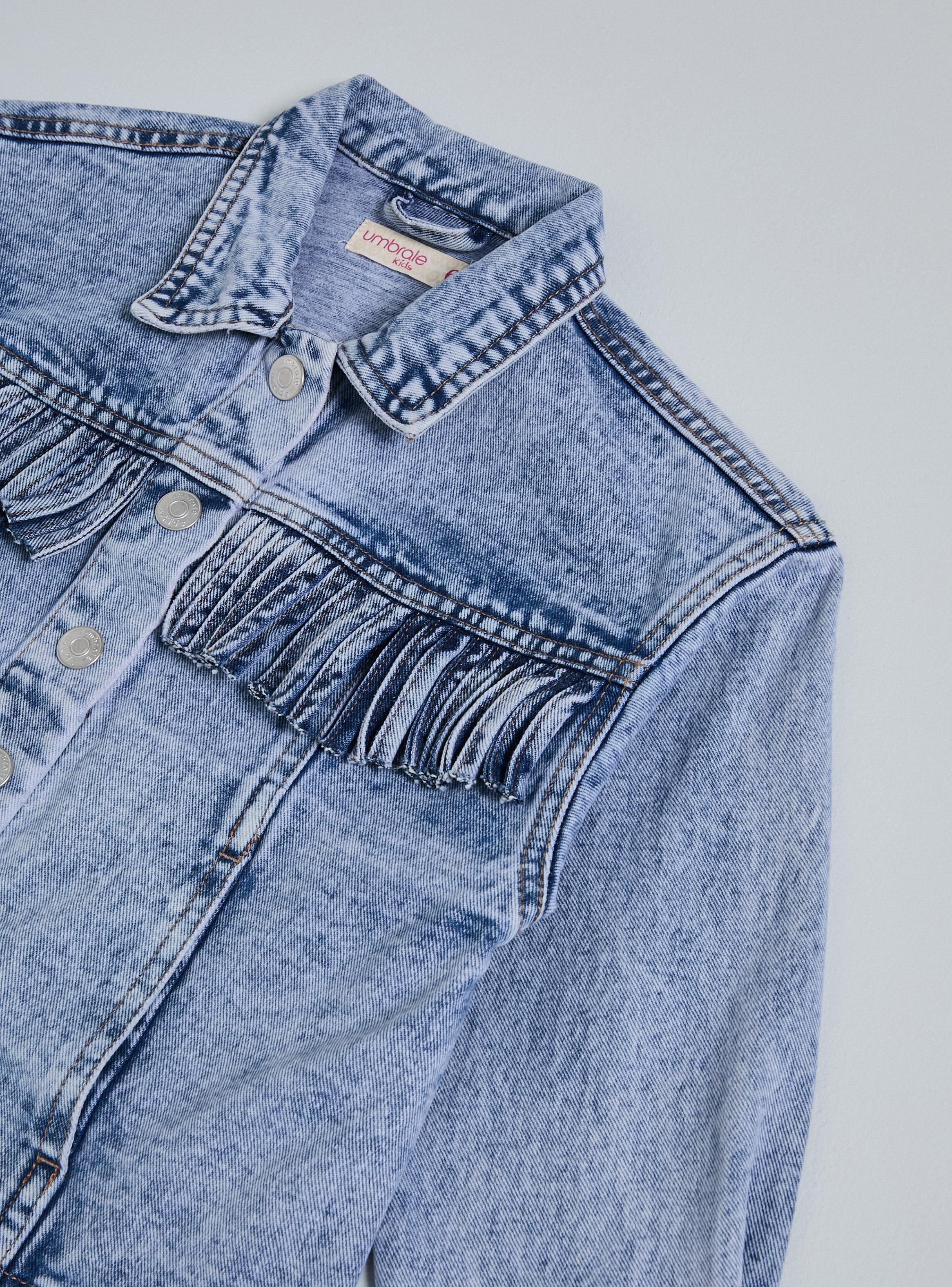 Chaqueta con Aplicación de Flecos Denim Niña-3