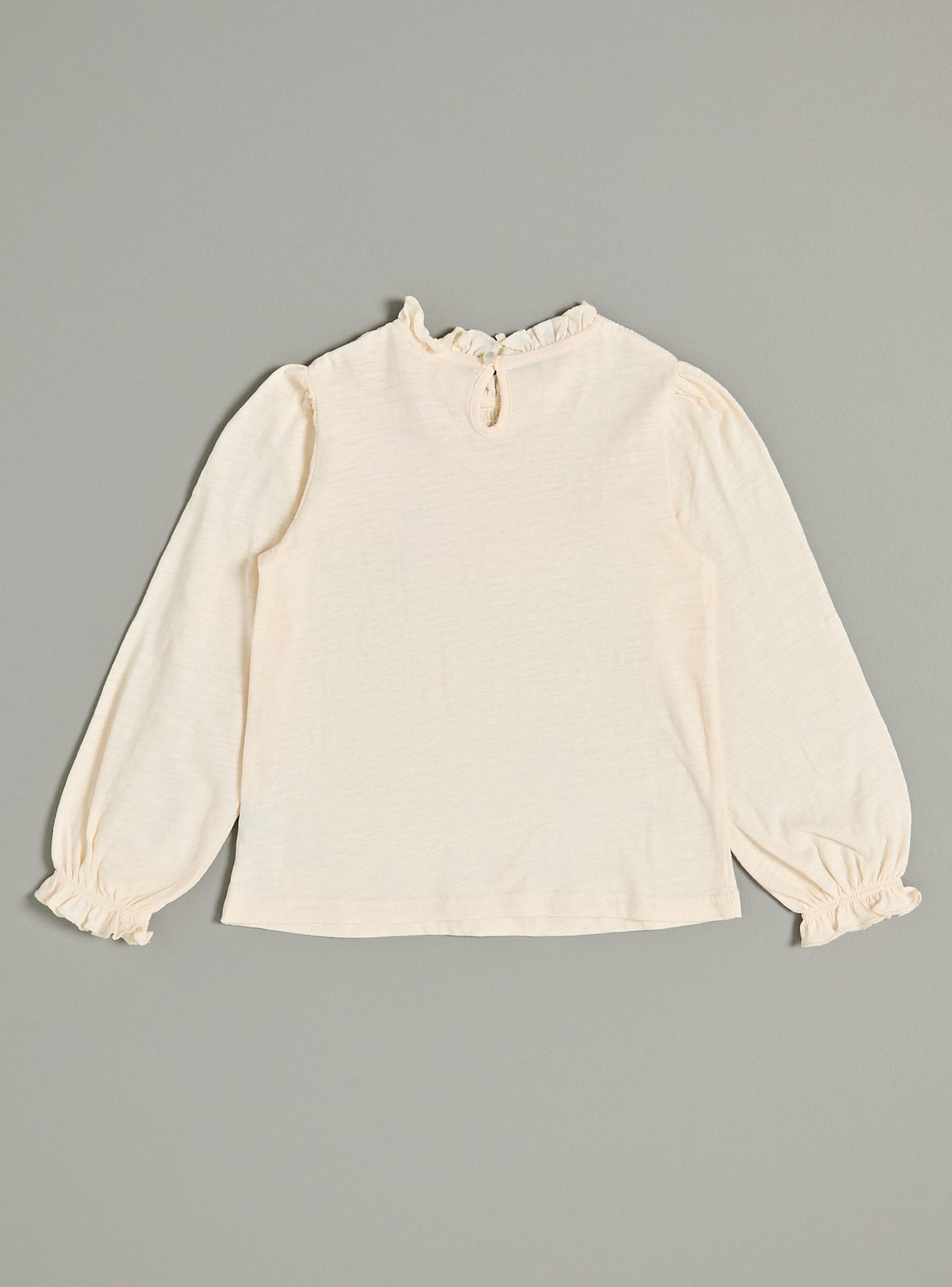 Polera Aplicación Panal de Abeja en Pecho y Puños Vuelos-2