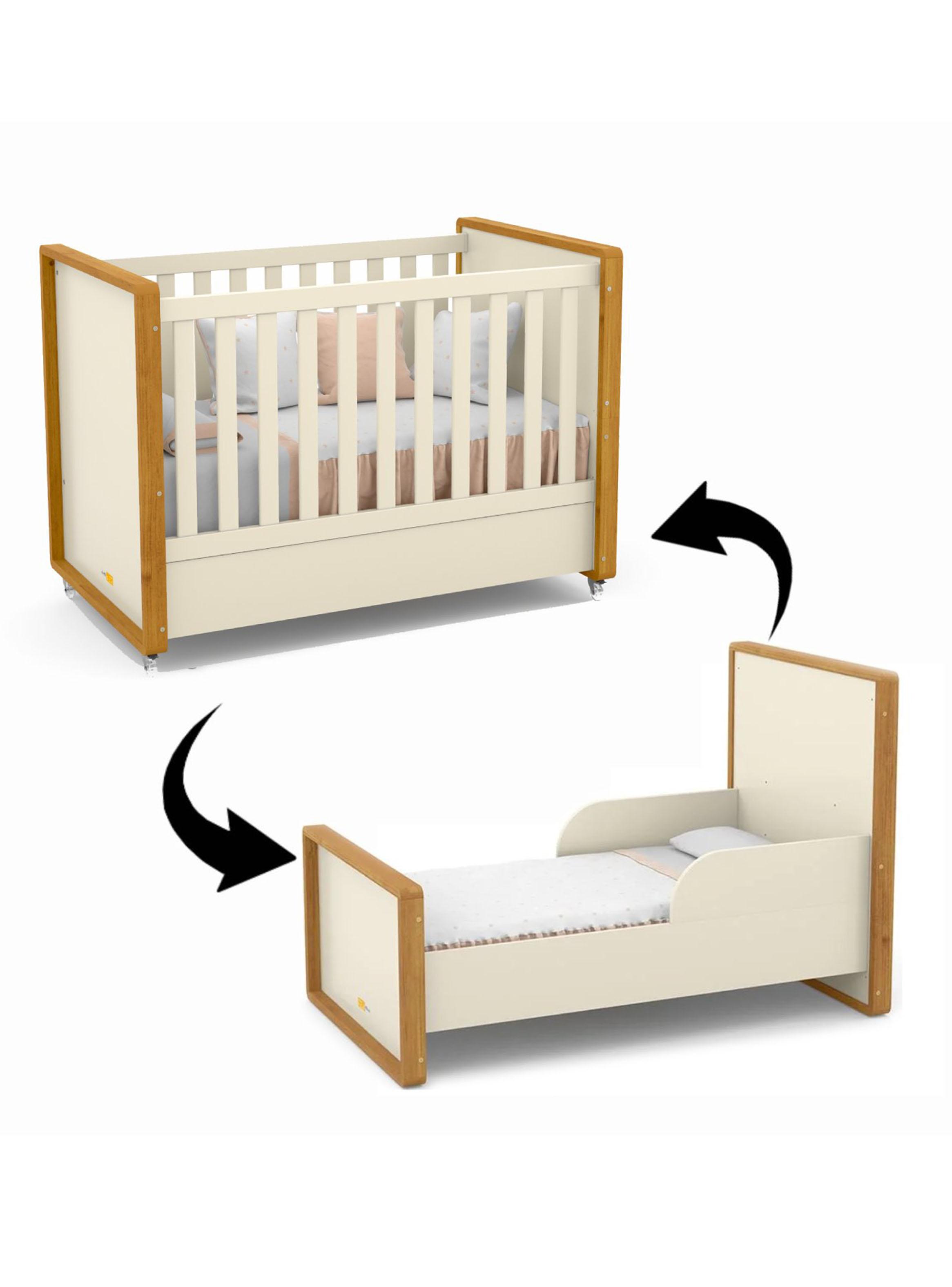 Cuna de Madera Tutto 2 Funciones Beige Caramelo-3