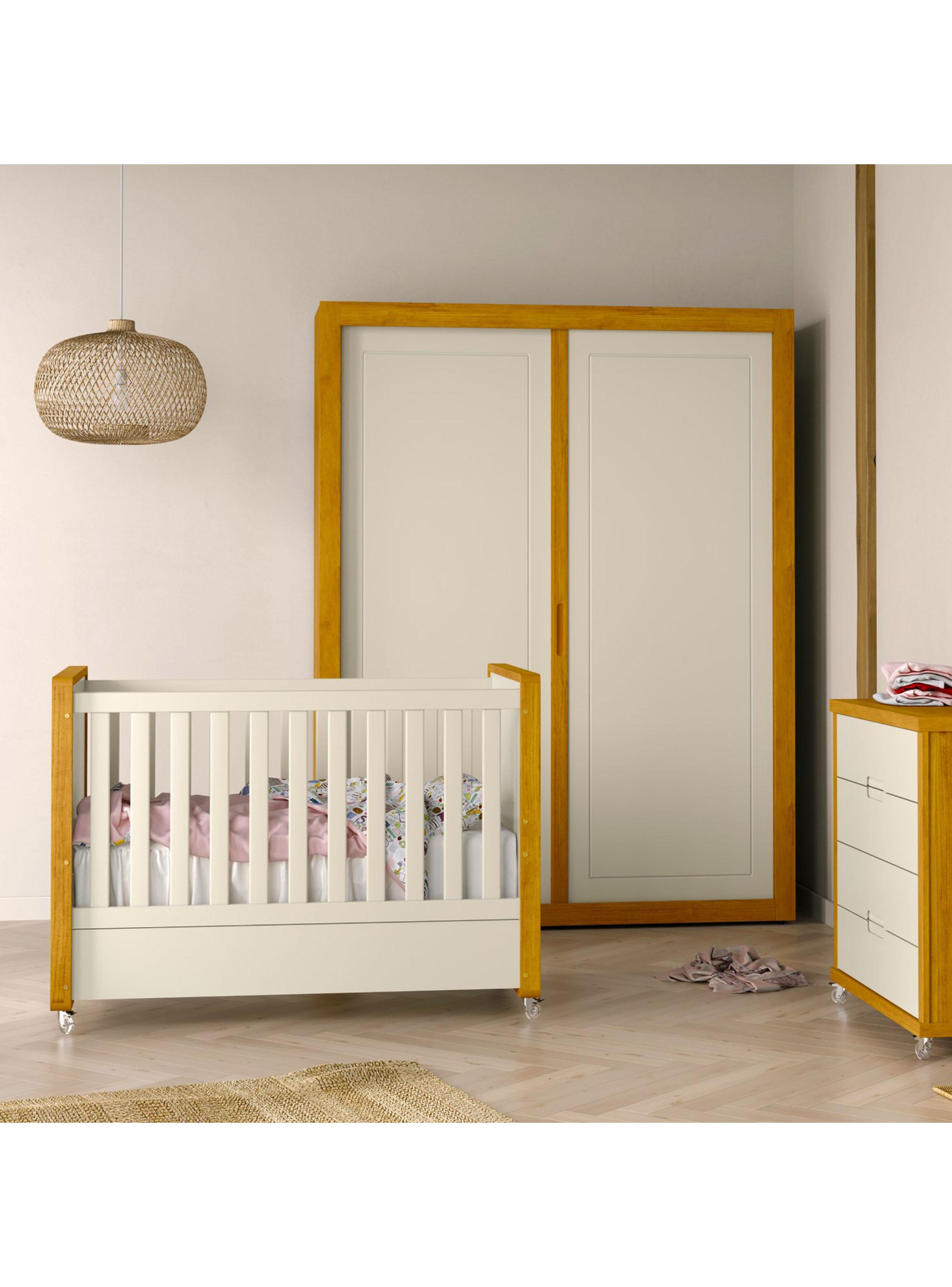 Cuna de Madera Tutto 2 Funciones Beige Caramelo-5