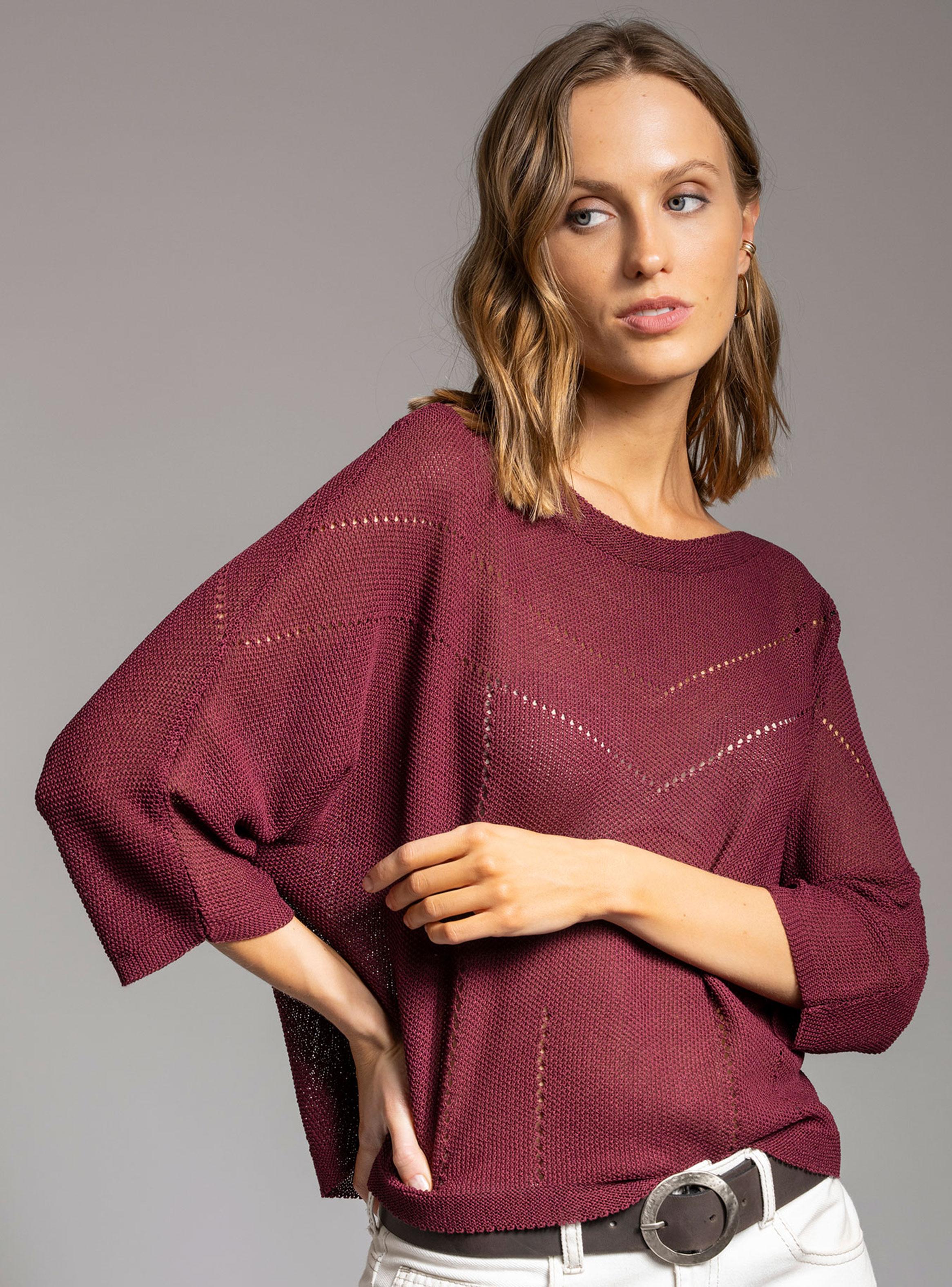 Chaleco Tejido Niza Delgado Burdeo-2