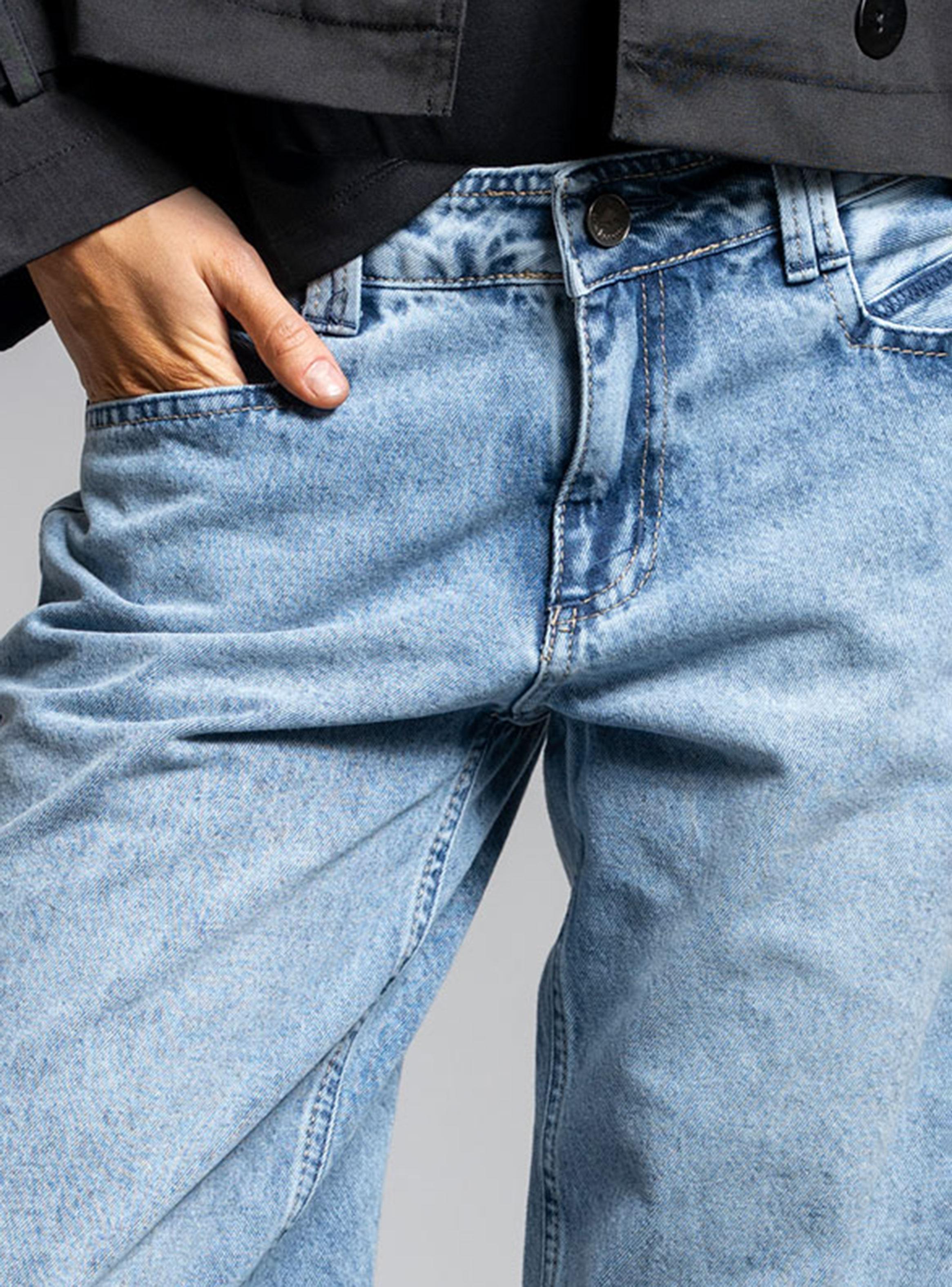 Jeans Wide Leg Tiro Medio Azul-2