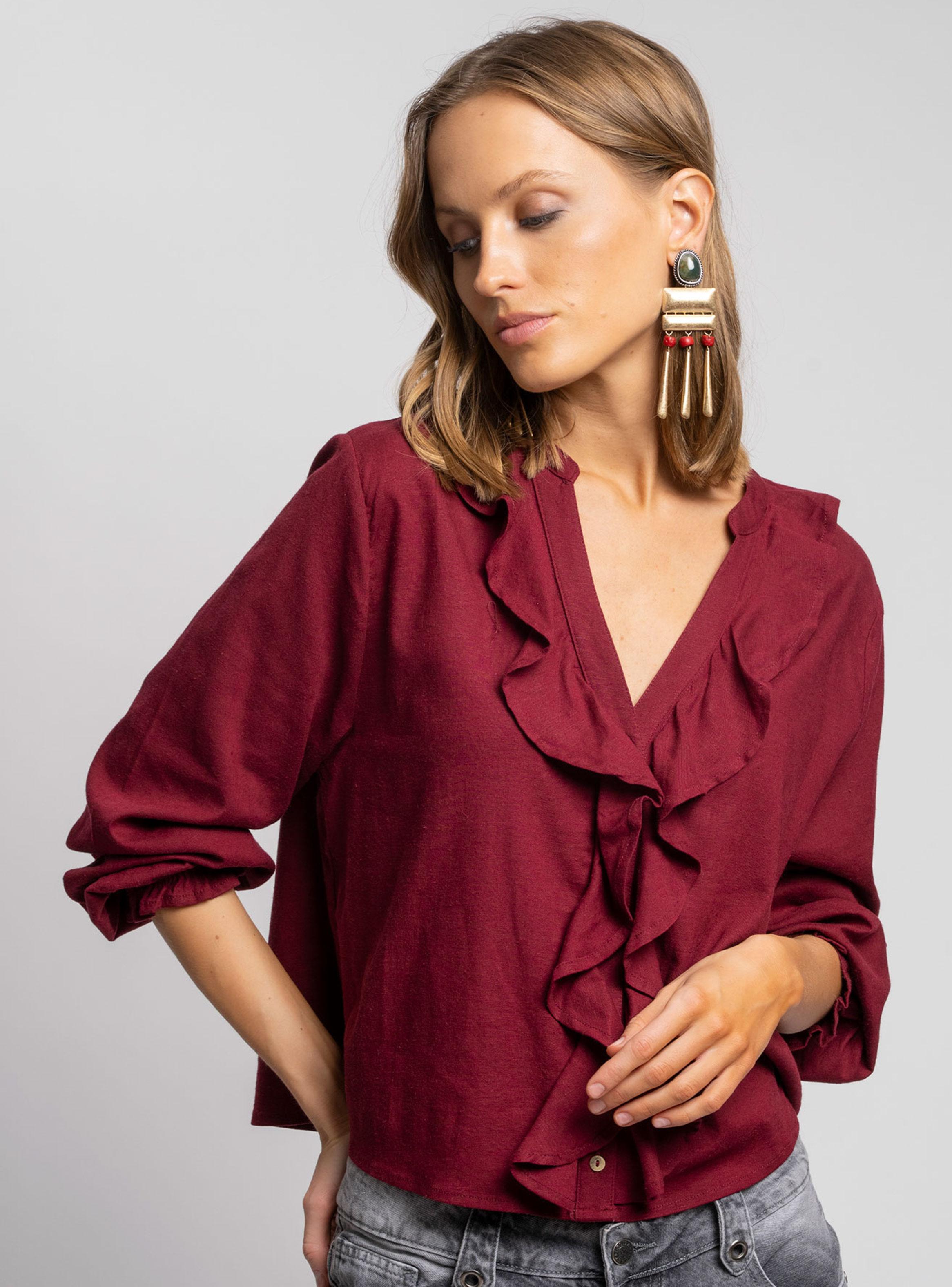 Blusa Antonia con Vuelos Burdeo-2