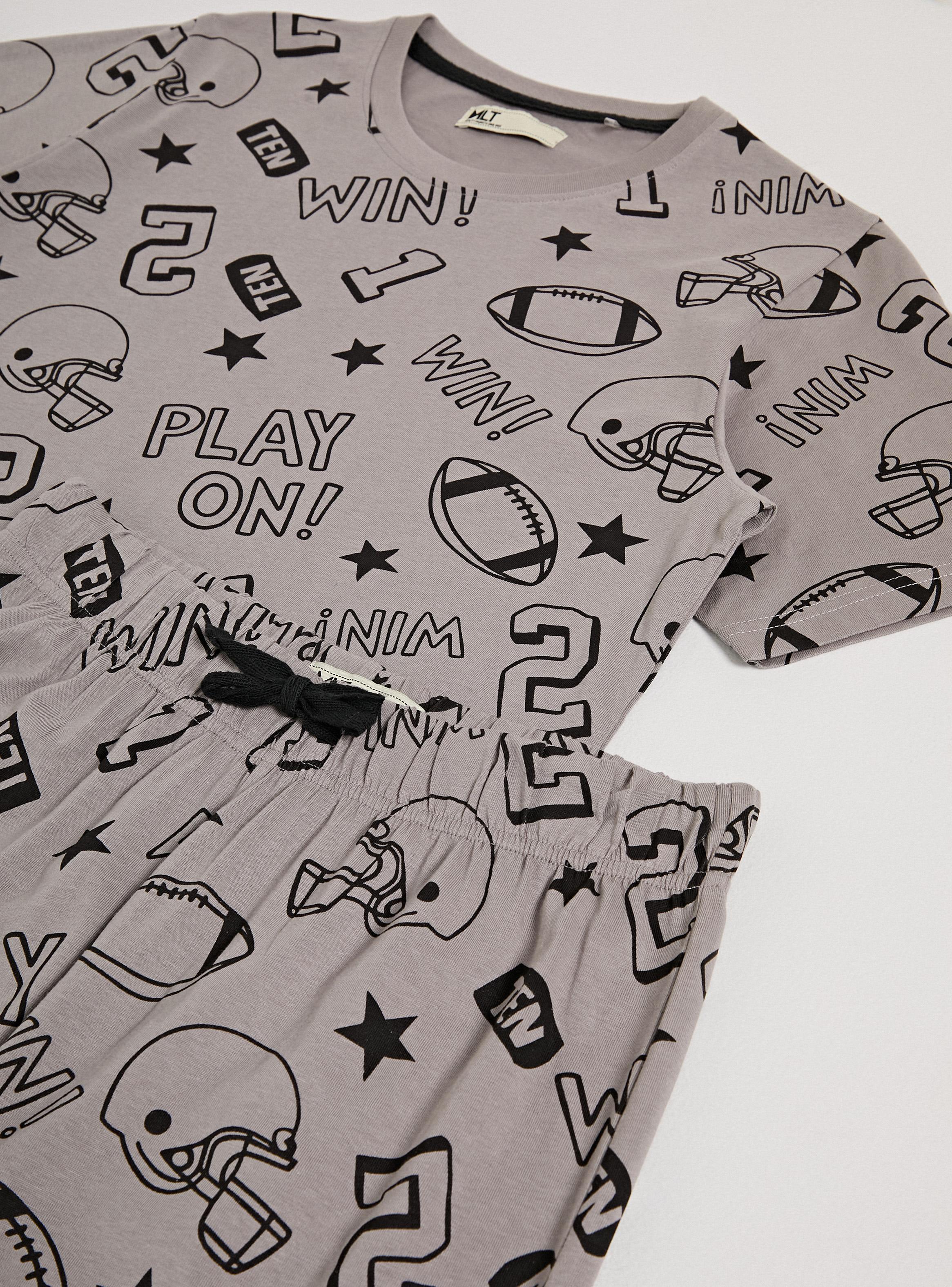 Pijama Junior Manga Corta Full Estampado Rugby-3