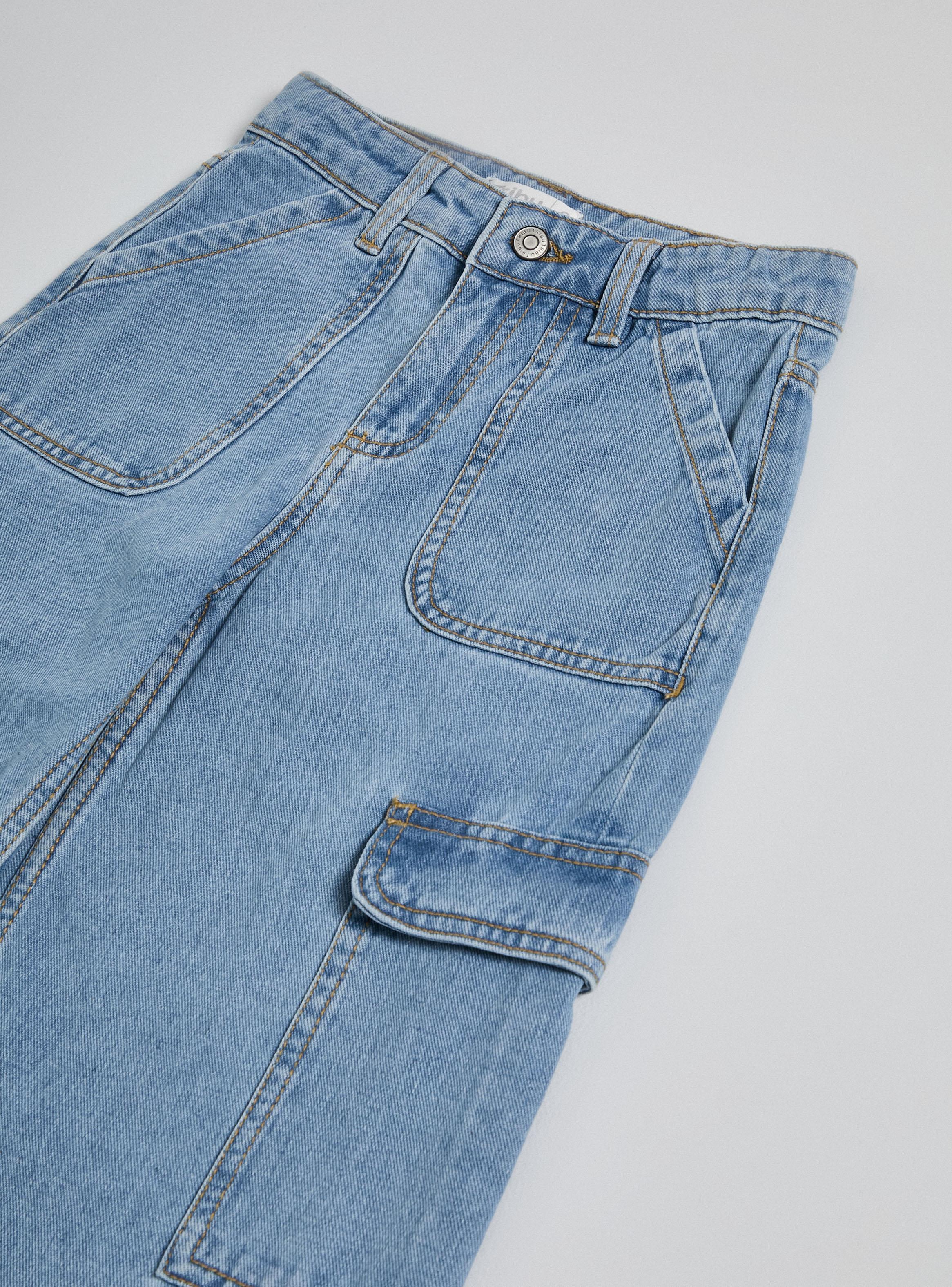 Jeans Wide Leg Multi Bolsillos Cargo Niña-3