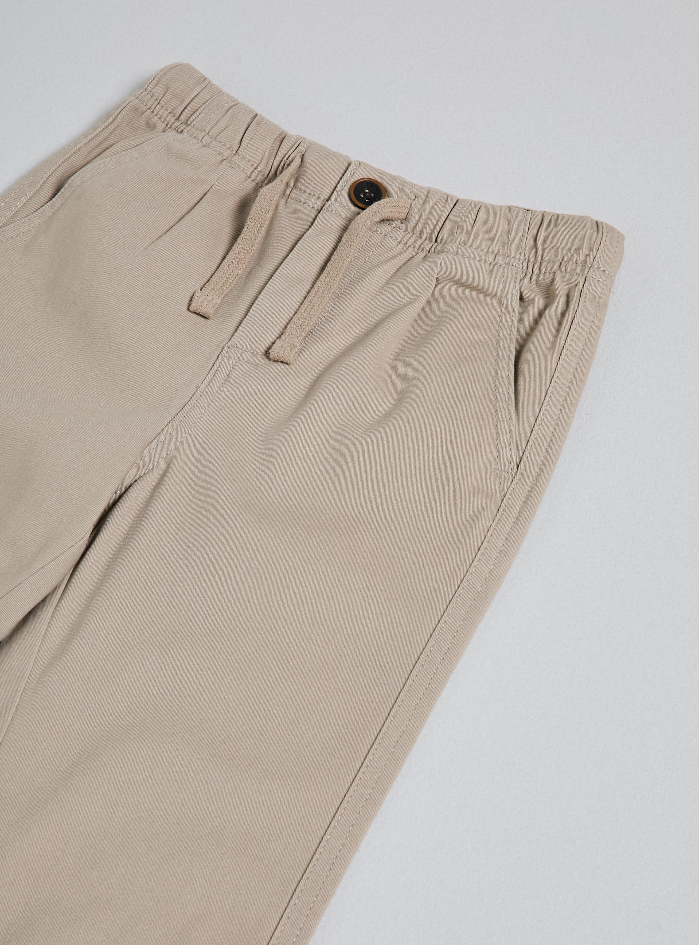 Pantalón Twill Color Liso con Cordón en Pretina-3