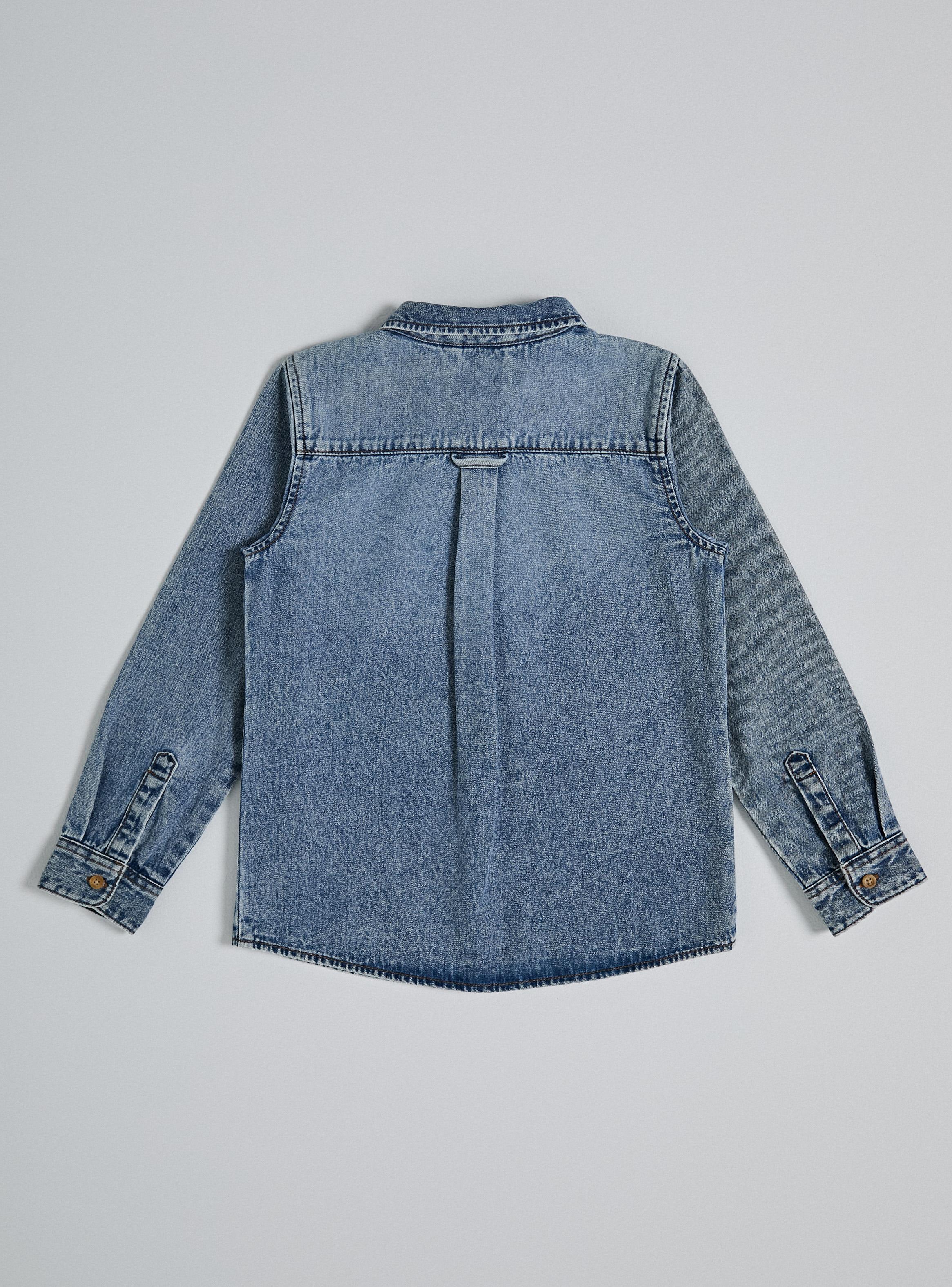 Camisa Bolsillo Delantero Denim Niño-2