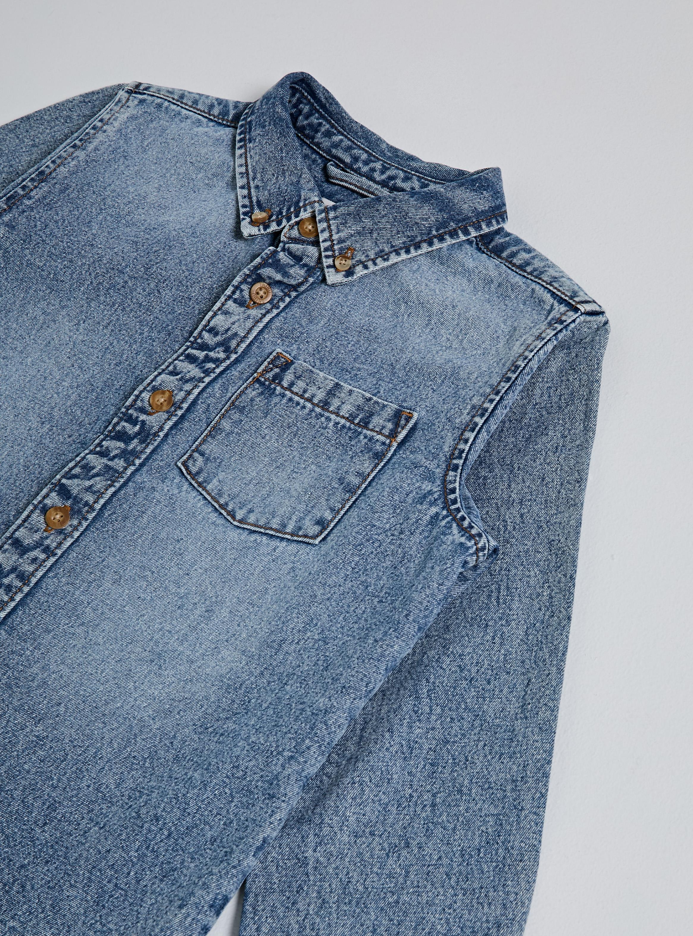 Camisa Bolsillo Delantero Denim Niño-3