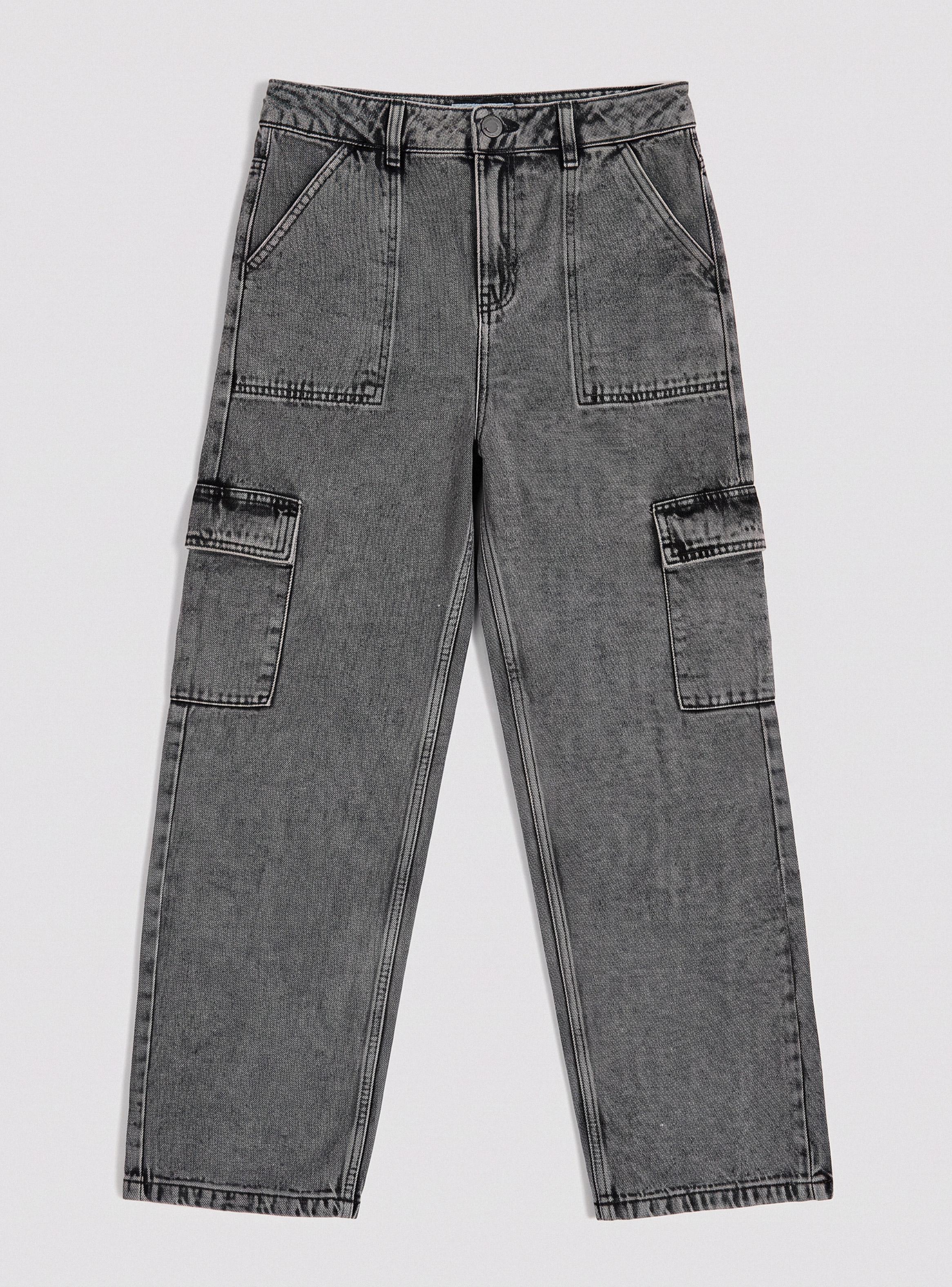 Jeans Wide Leg con Bolsillo Cargo-1
