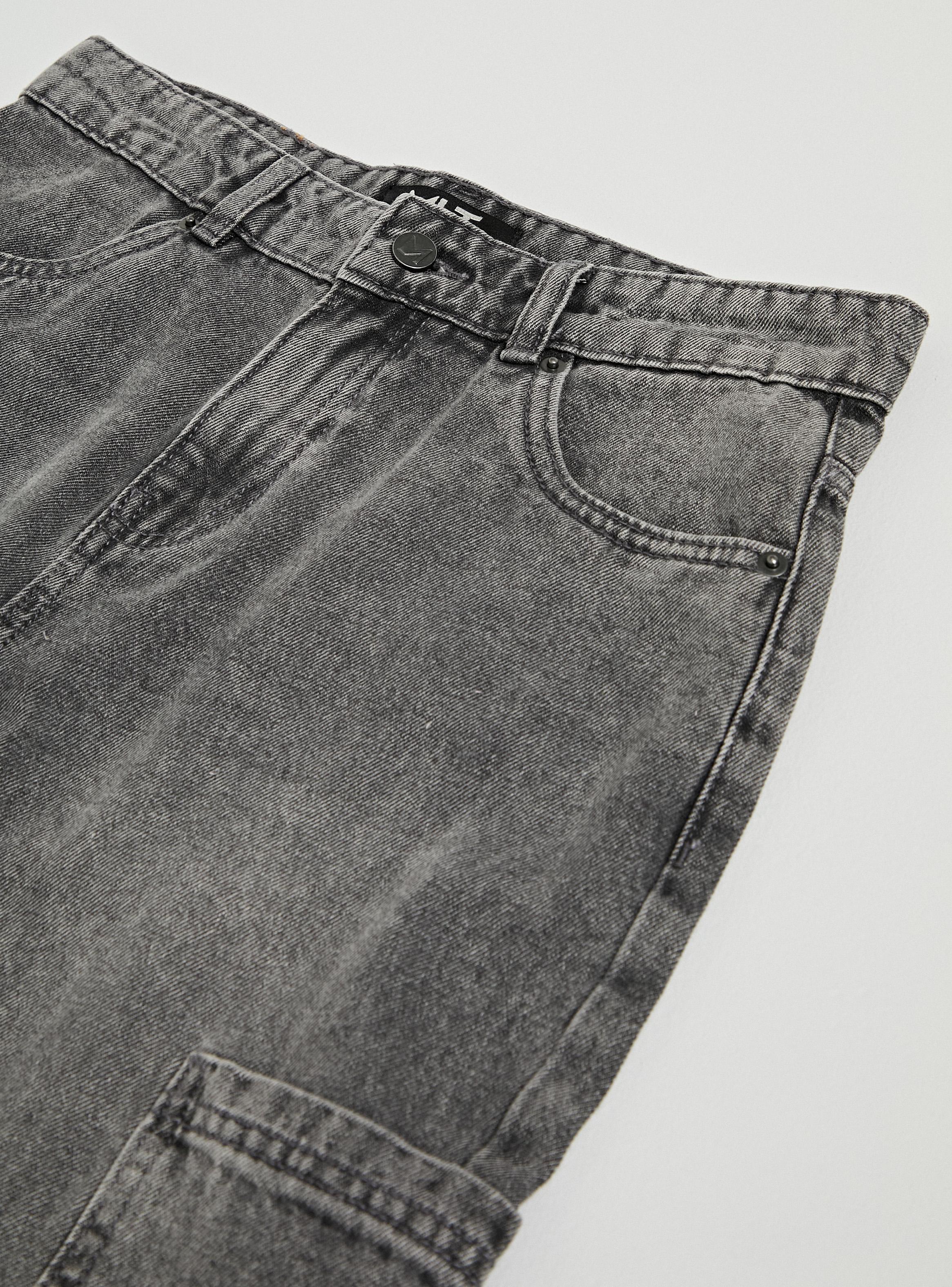 Jeans Desteñidos Cargo-3