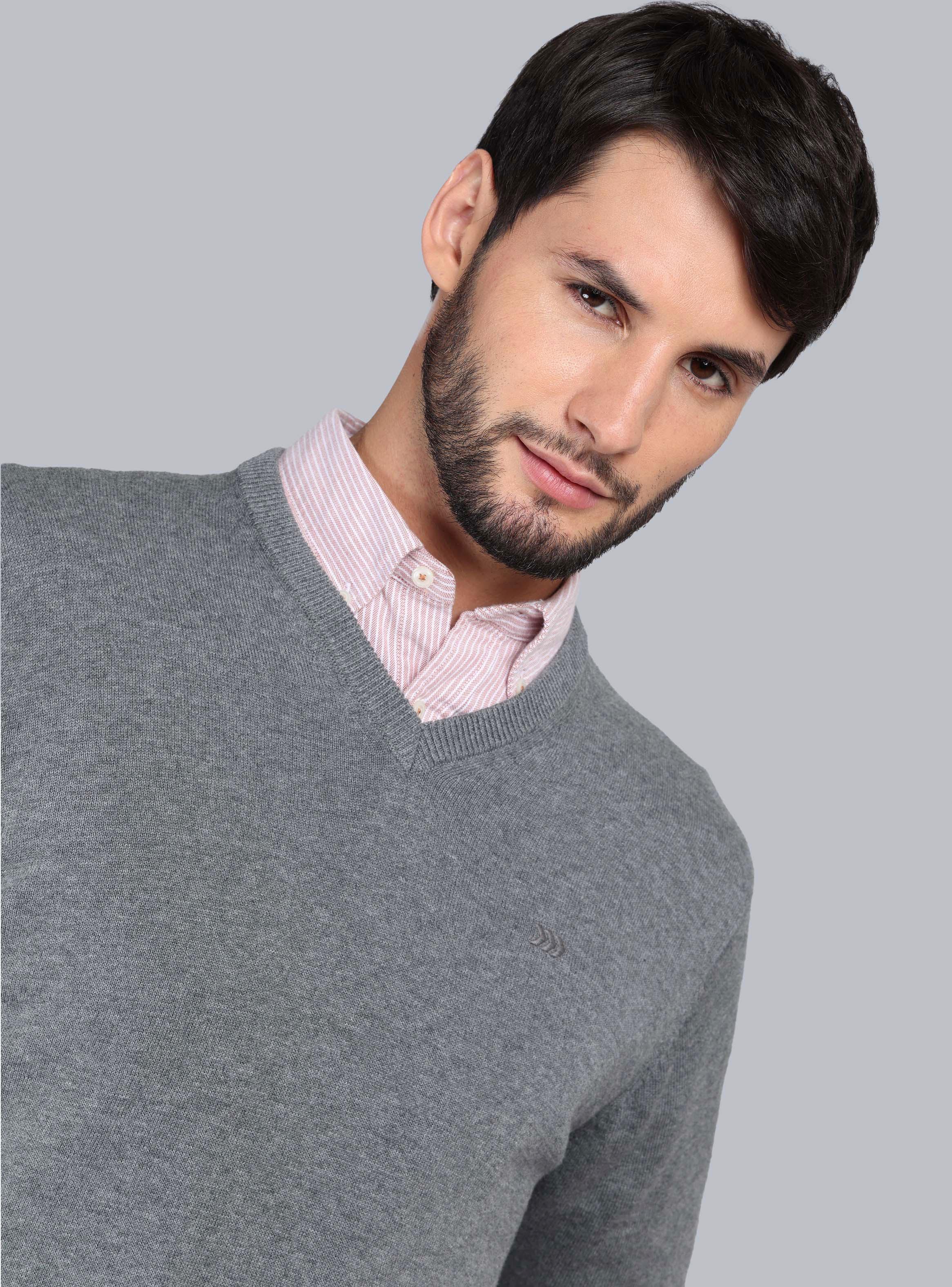 Sweater  Manga Larga Cuello V-2