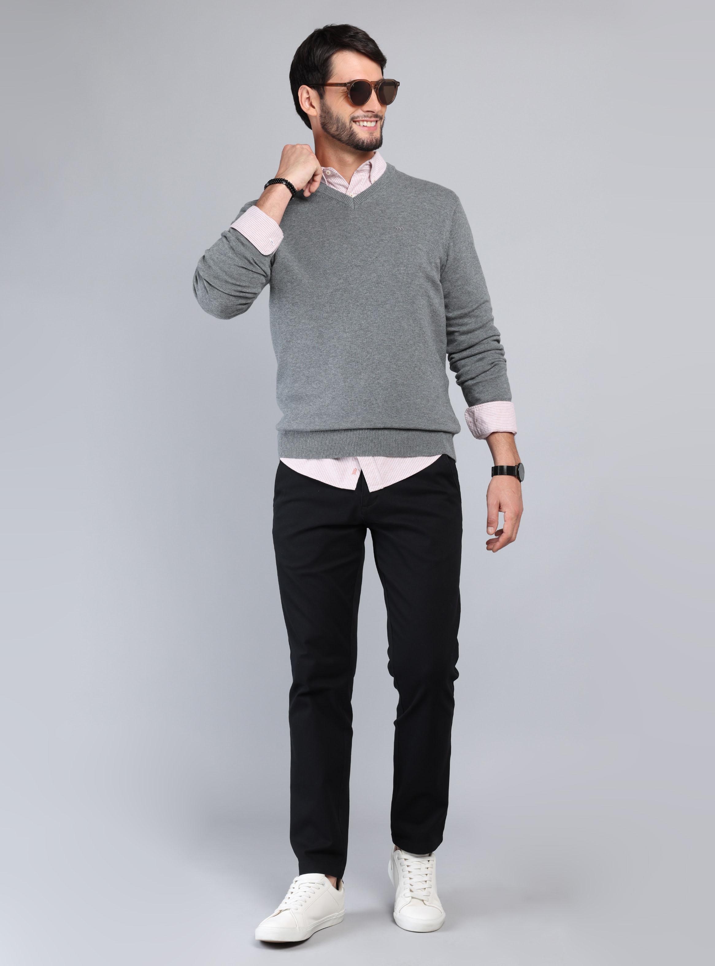 Sweater  Manga Larga Cuello V-4