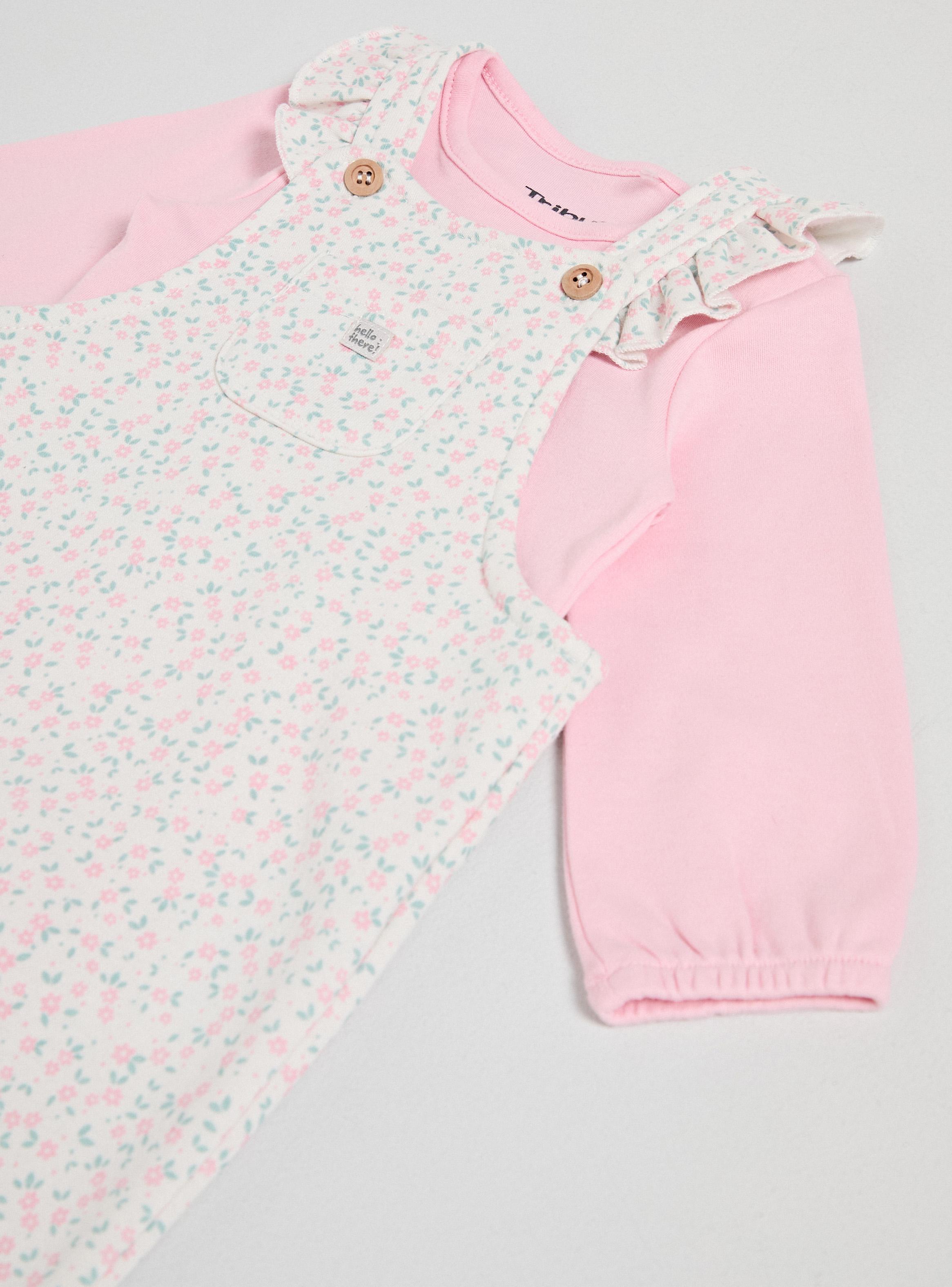 Conjunto Jardinera Estampada Flores y Body-3
