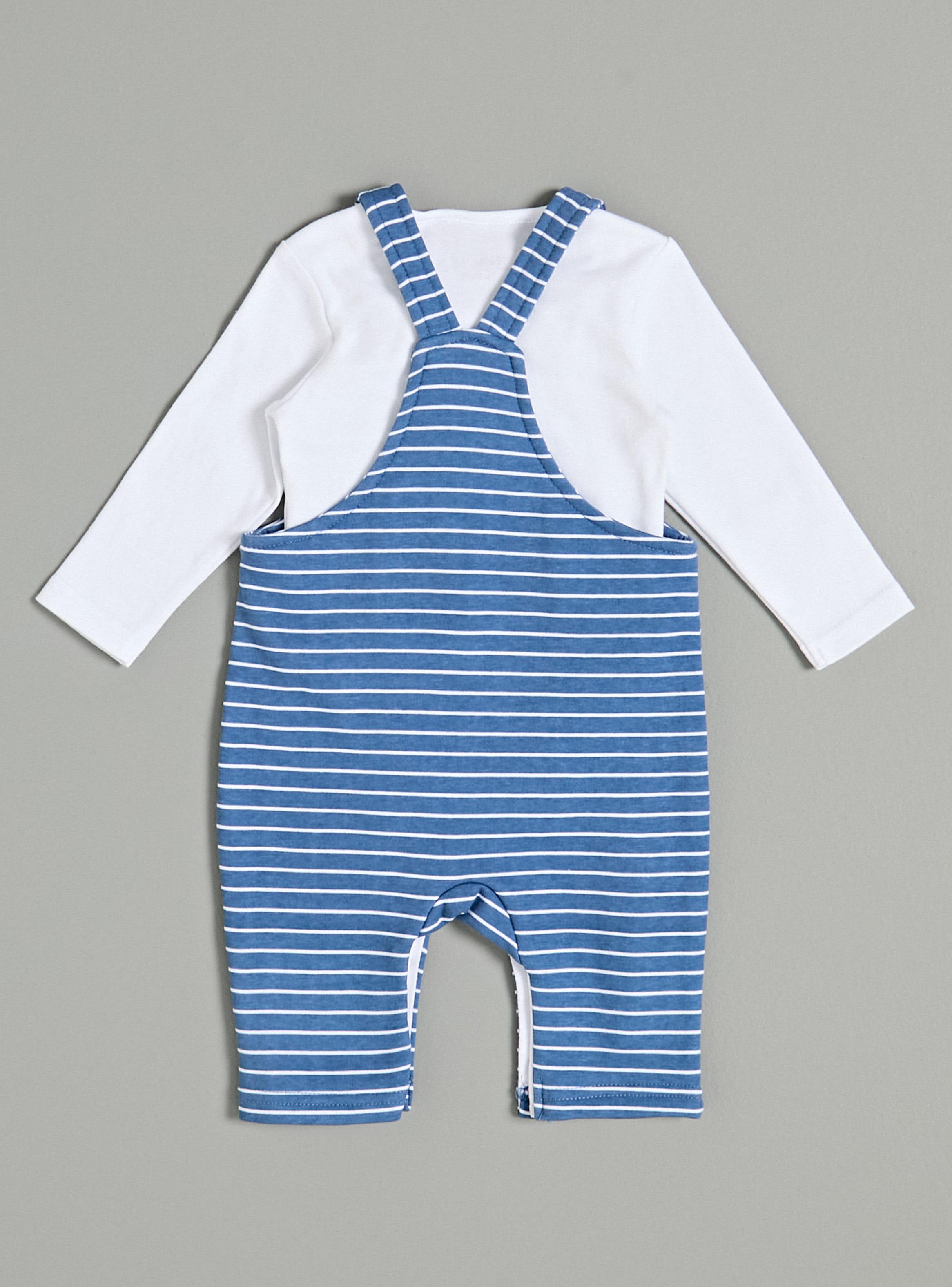 Conjunto con Jardinera Estampado de Líneas y Body-2