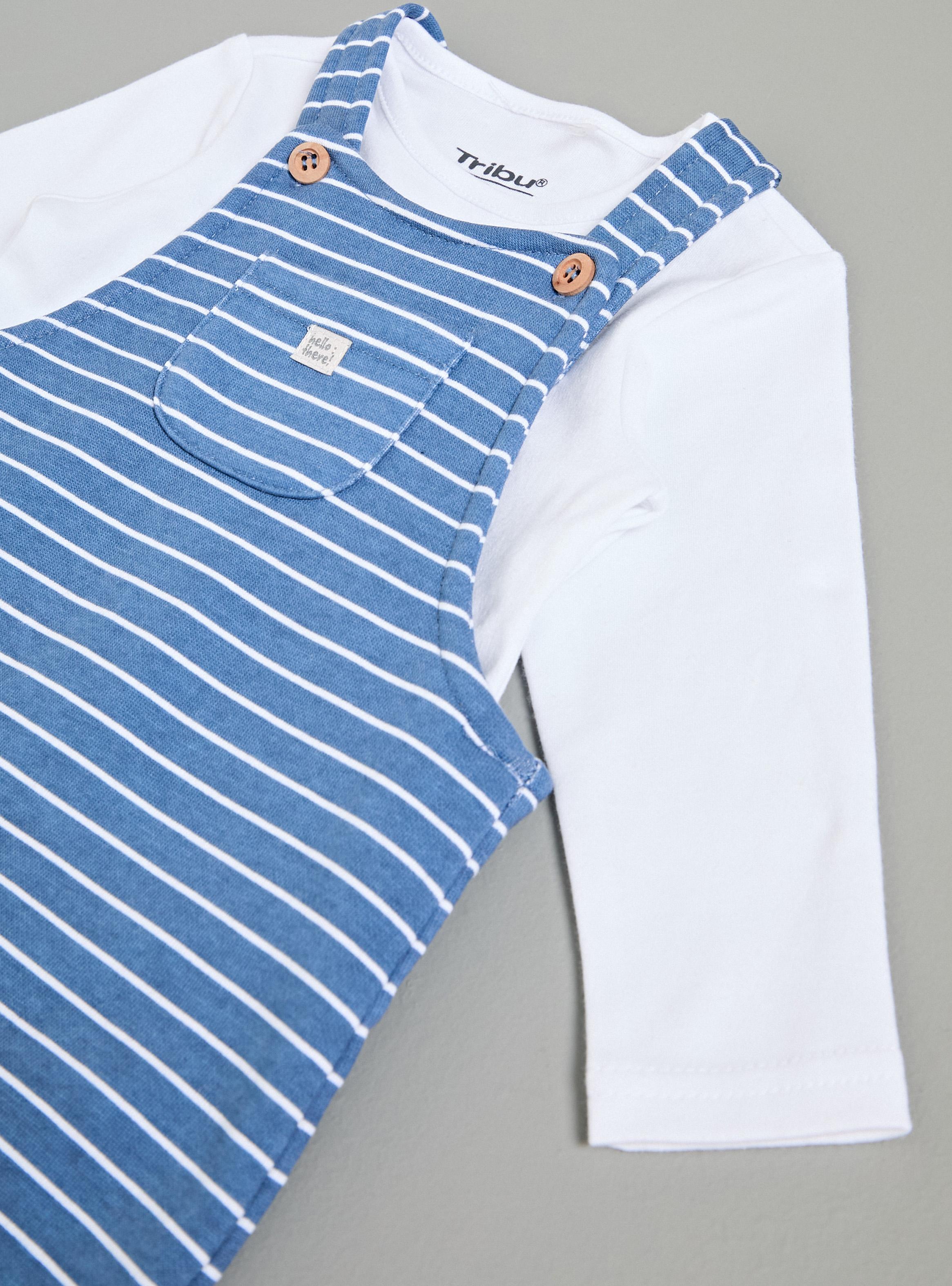Conjunto con Jardinera Estampado de Líneas y Body-3