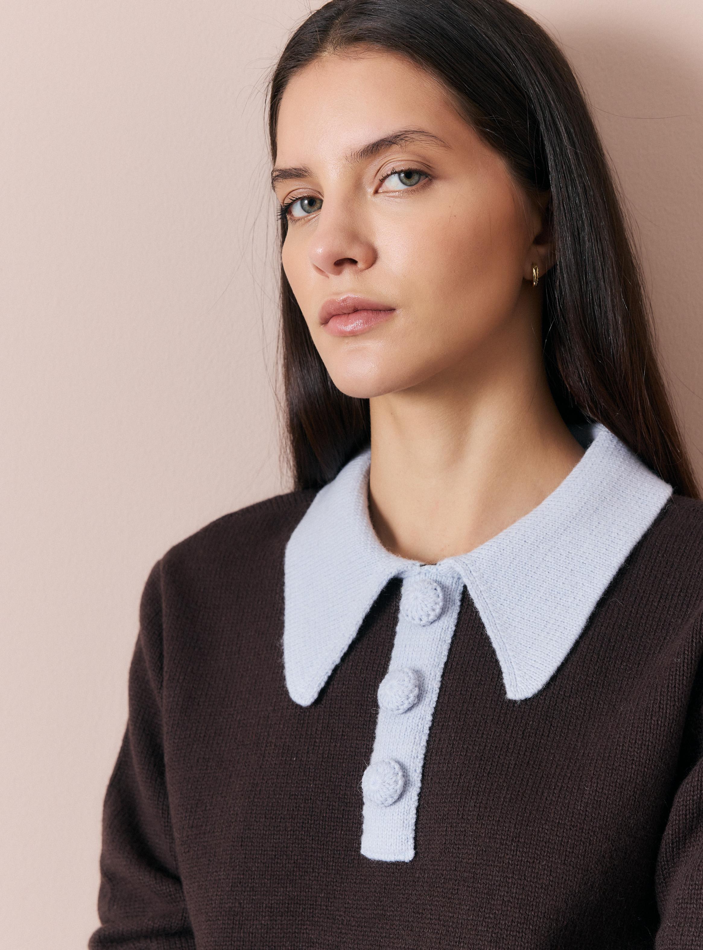 Sweater Cuello Polo con Botones Contiene Lana Merino-2