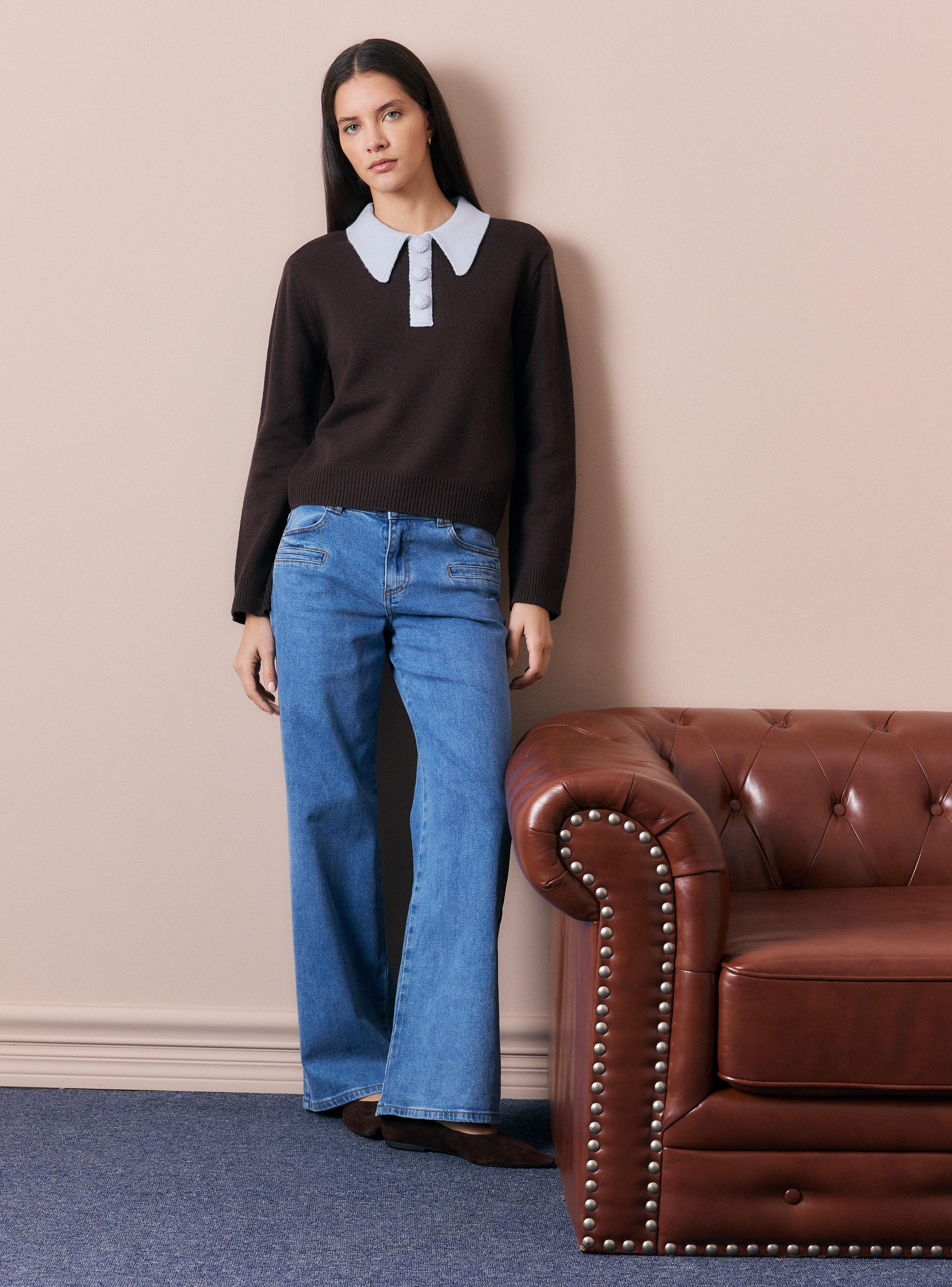Sweater Cuello Polo con Botones Contiene Lana Merino-4