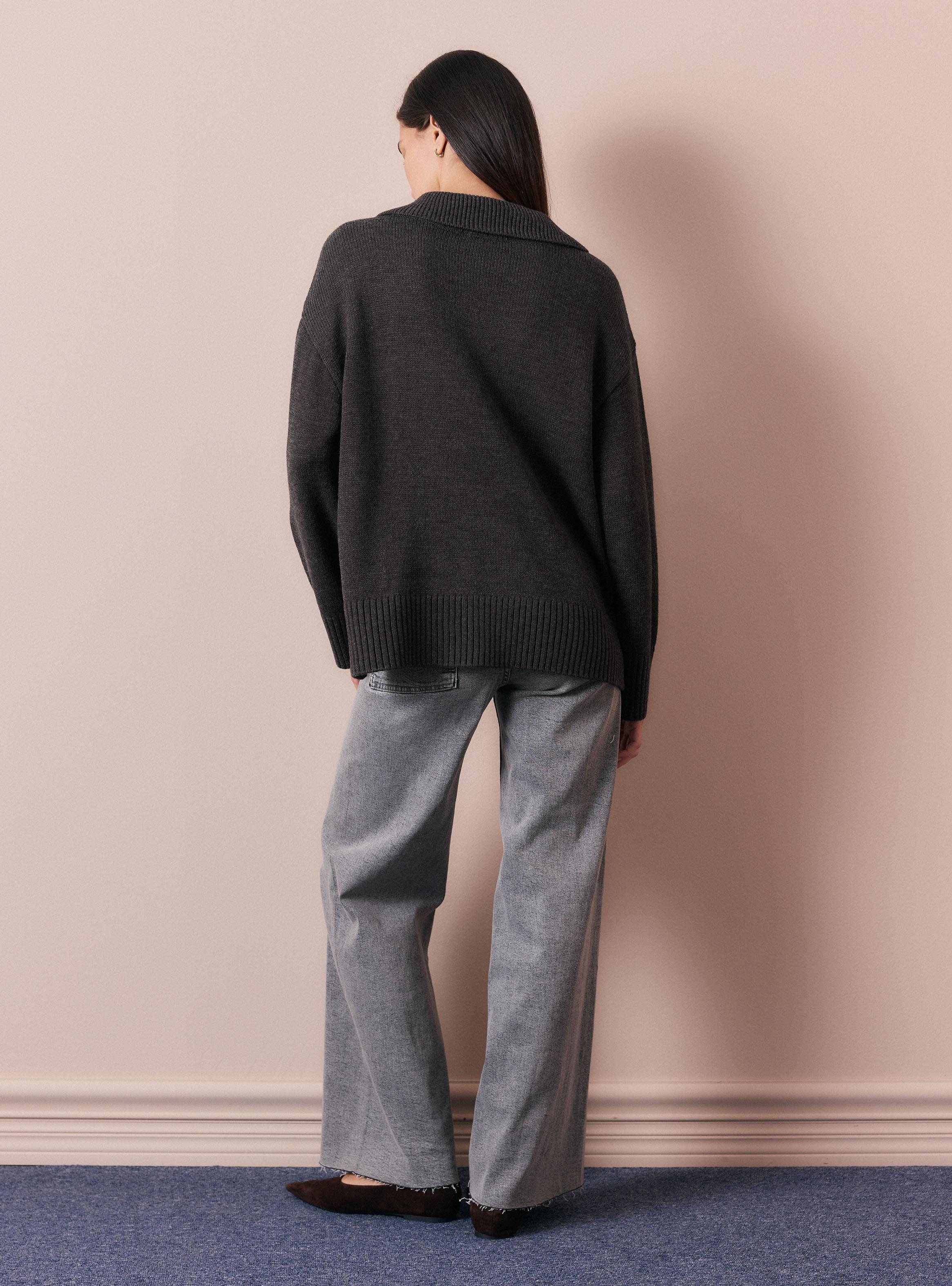 Sweater Cuello Polo con Botones Metálicos-5