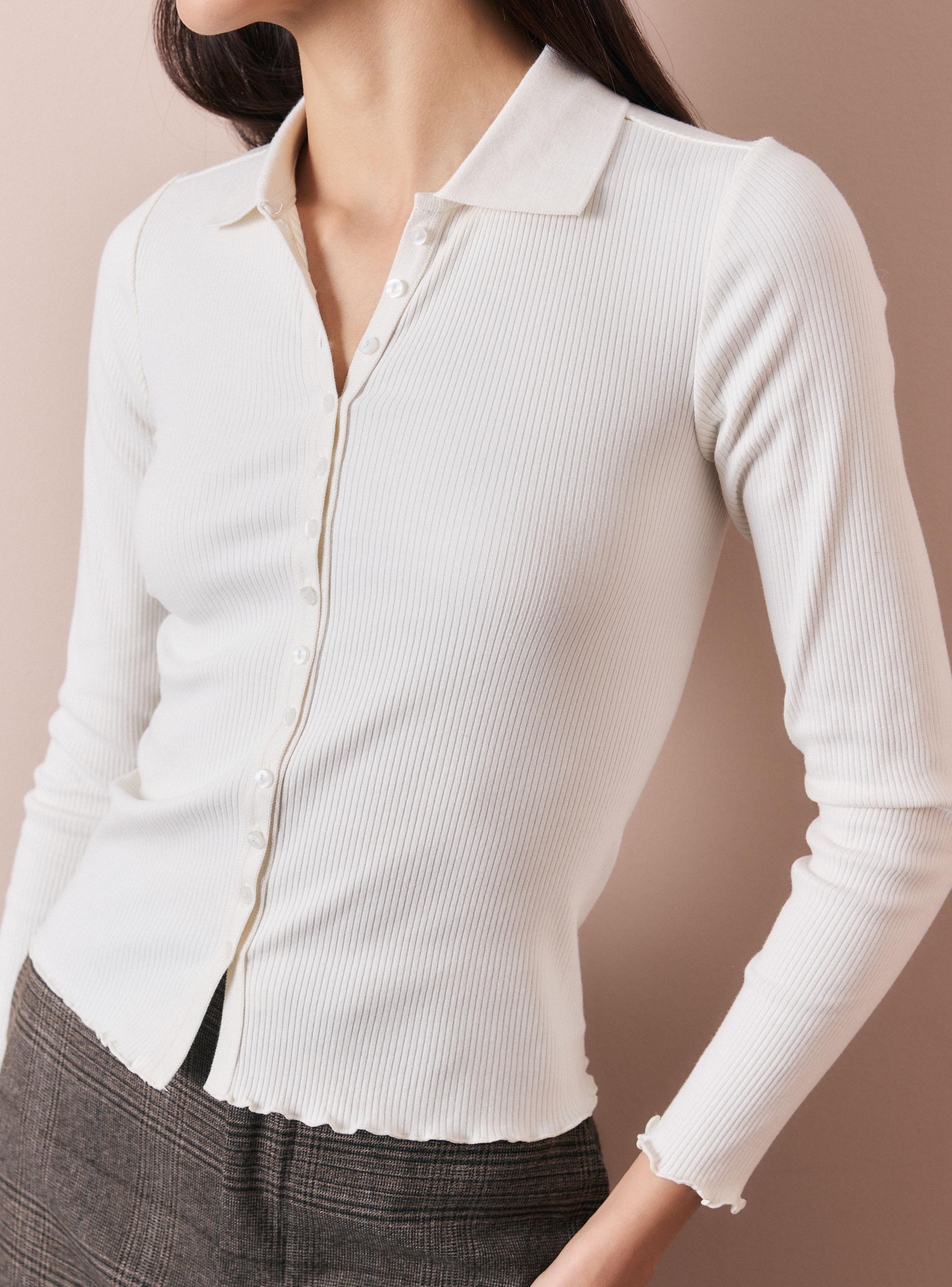 Polera Cuello Polo Manga Larga con Botones-3