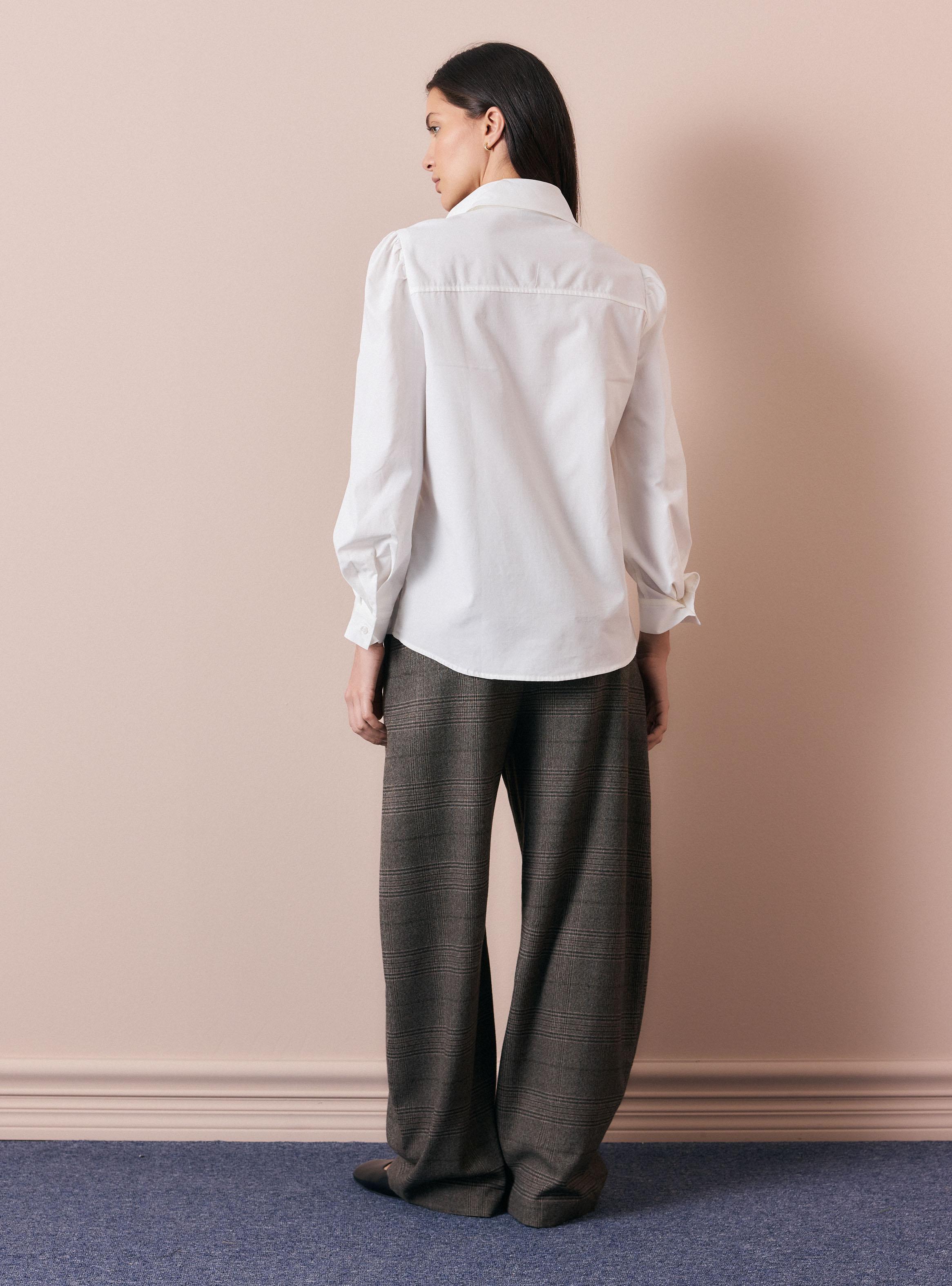 Blusa Cuello con Lazo y Mangas Abullonadas-5
