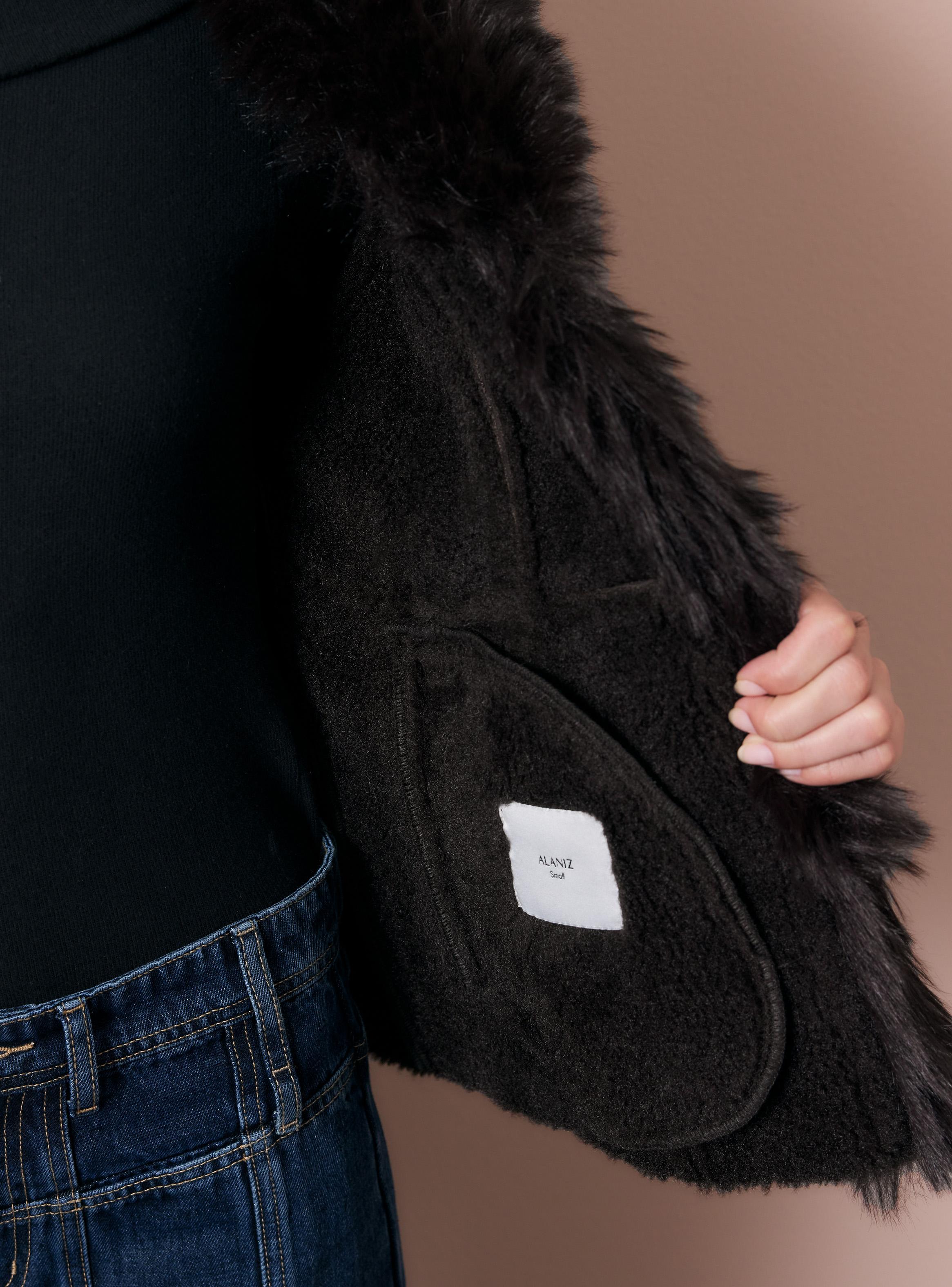 Chaqueta Entallada Efecto Gamuza con Piel-3