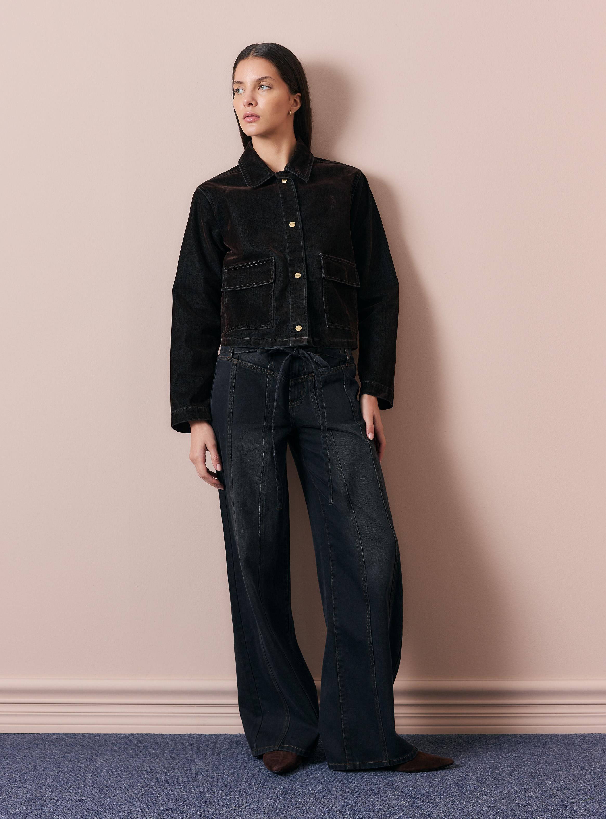 Chaqueta Tracker Denim Efecto Terciopelo Café-4
