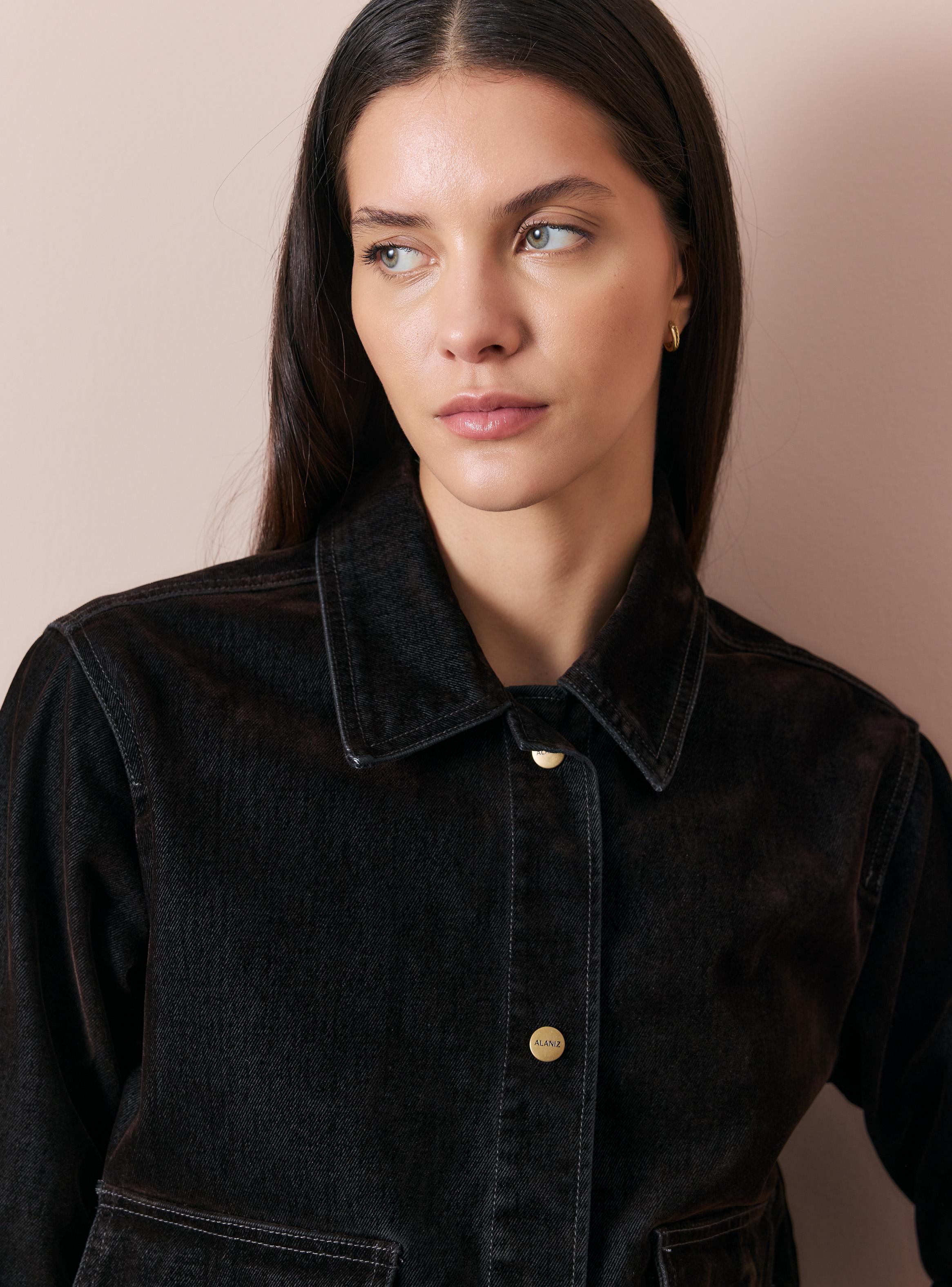 Chaqueta Tracker Denim Efecto Terciopelo Café-2