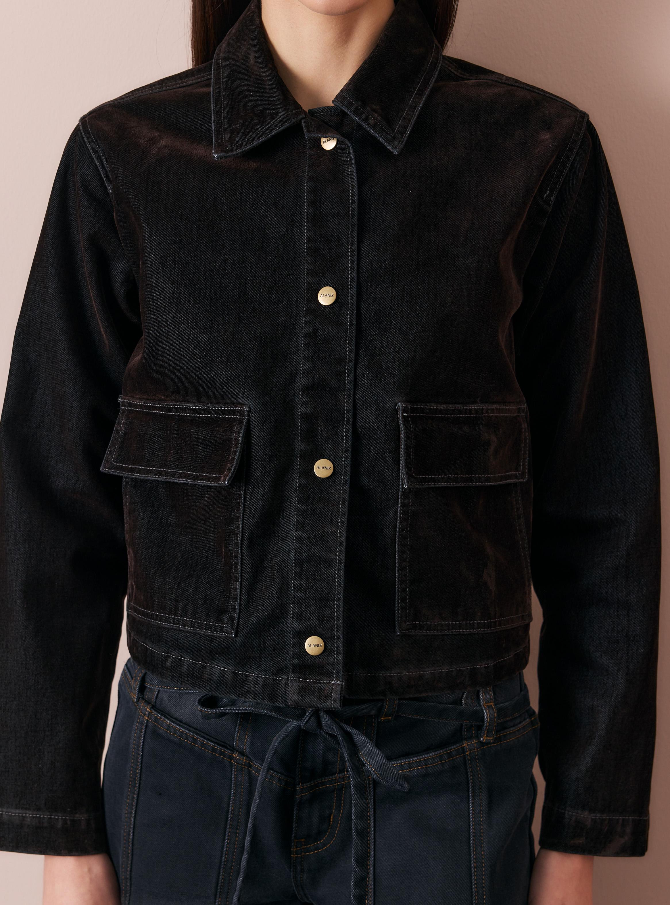 Chaqueta Tracker Denim Efecto Terciopelo Café-3