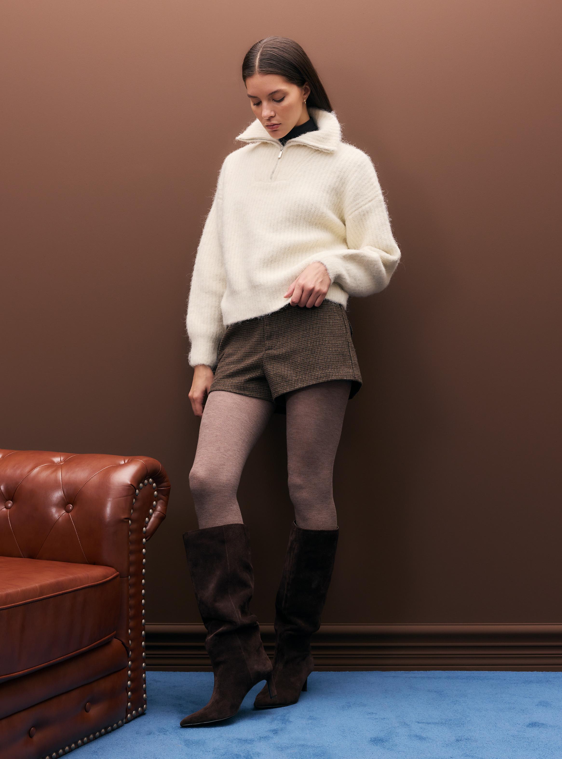 Sweater Cuello Alto con Cierre Metálico-4