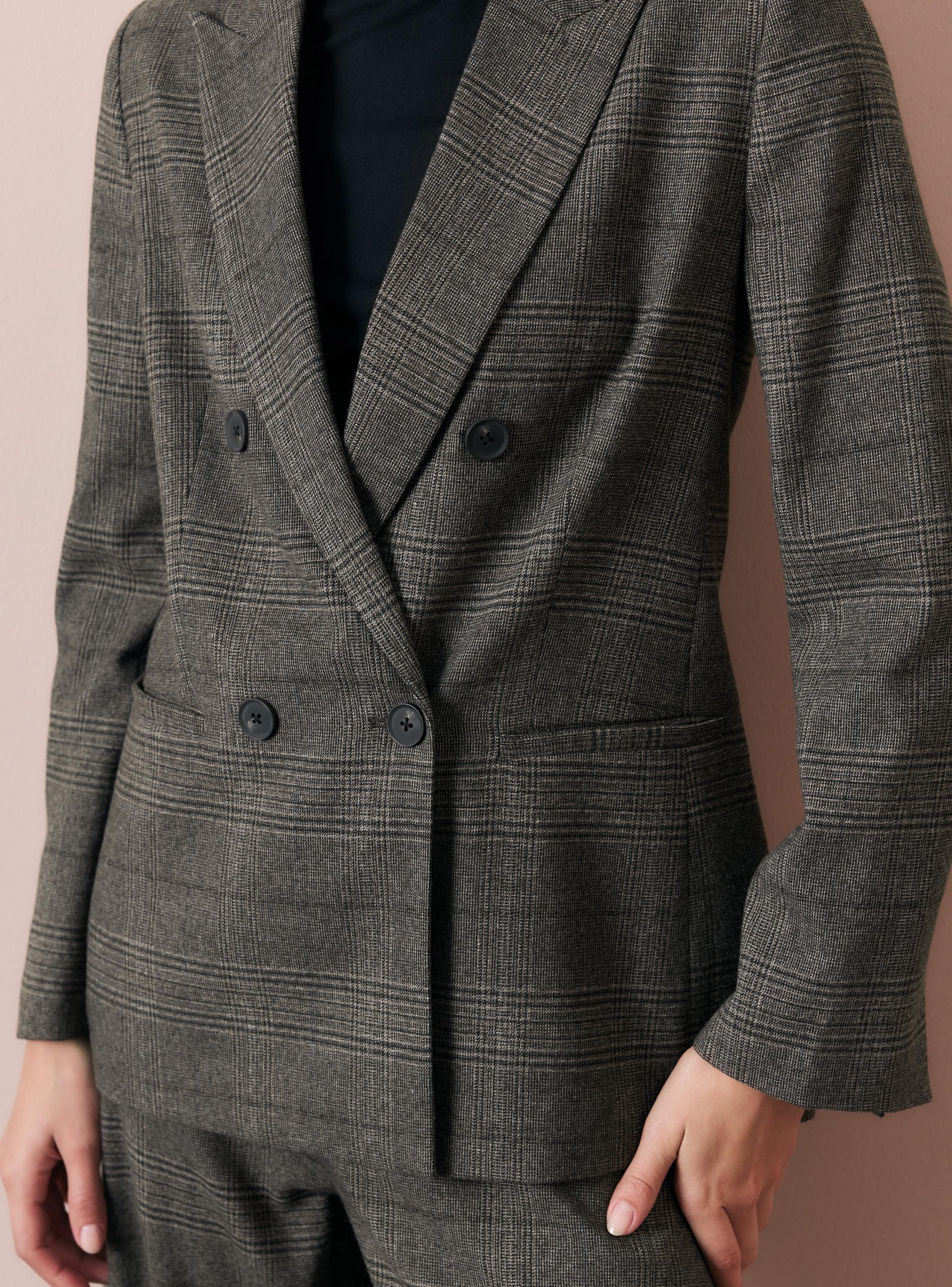 Blazer Cuadros Cierre Cruzado 4 Botones-3
