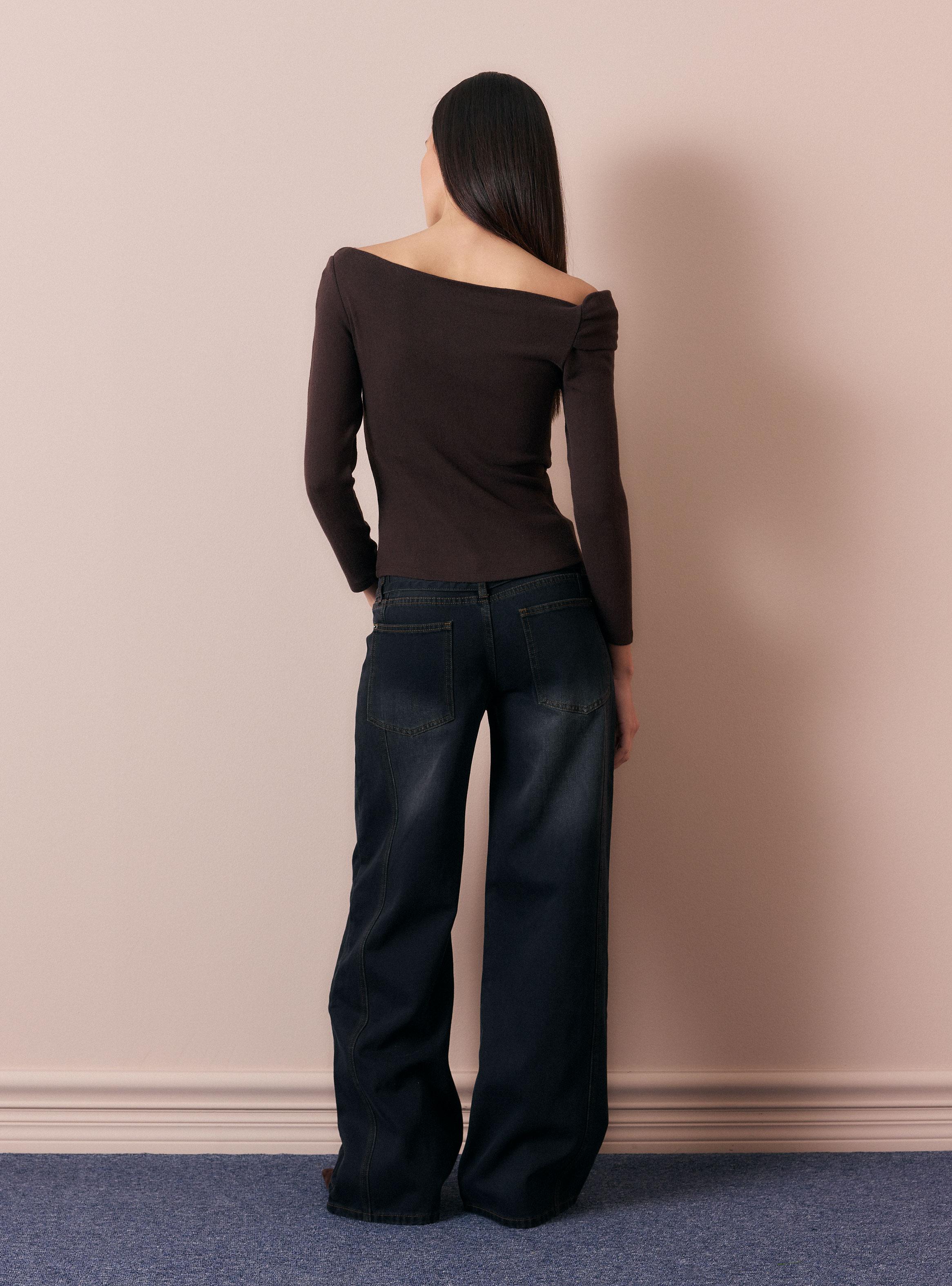 Jeans Wide Leg Tiro Alto con Cinturón y Cortes-5