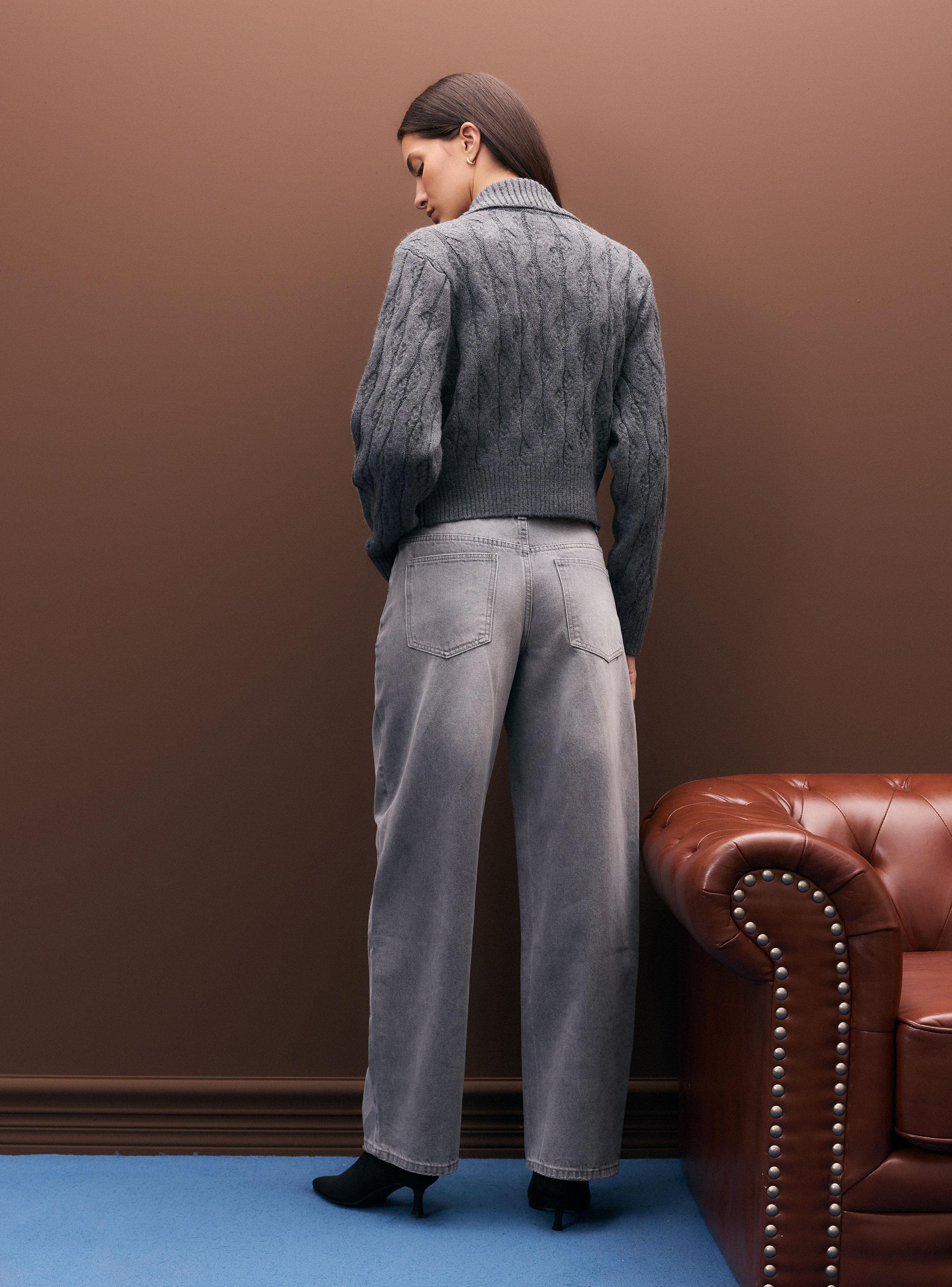 Jeans Wide Leg Tiro Alto con Bolsillos-5