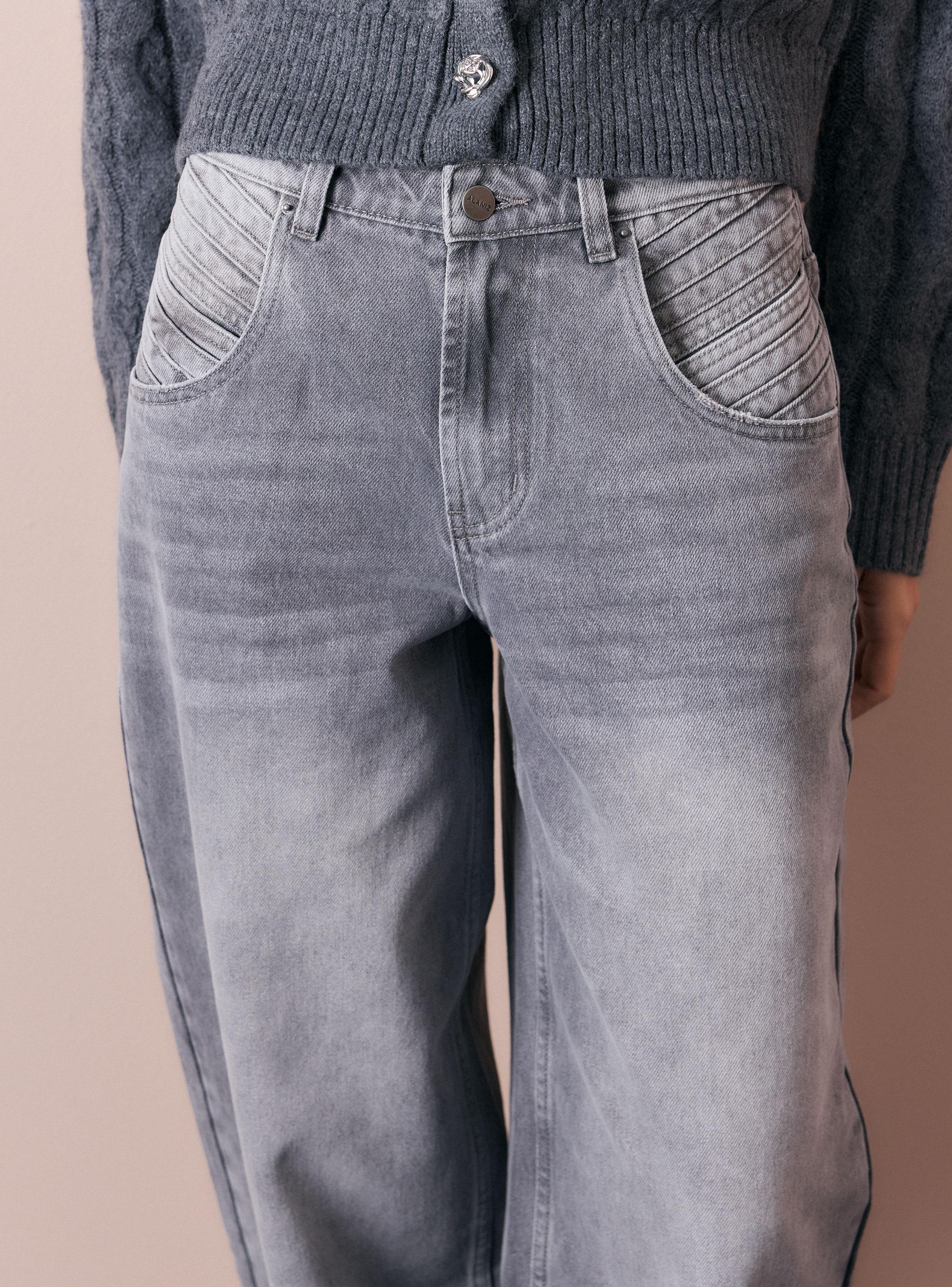 Jeans Wide Leg Tiro Alto con Bolsillos-2