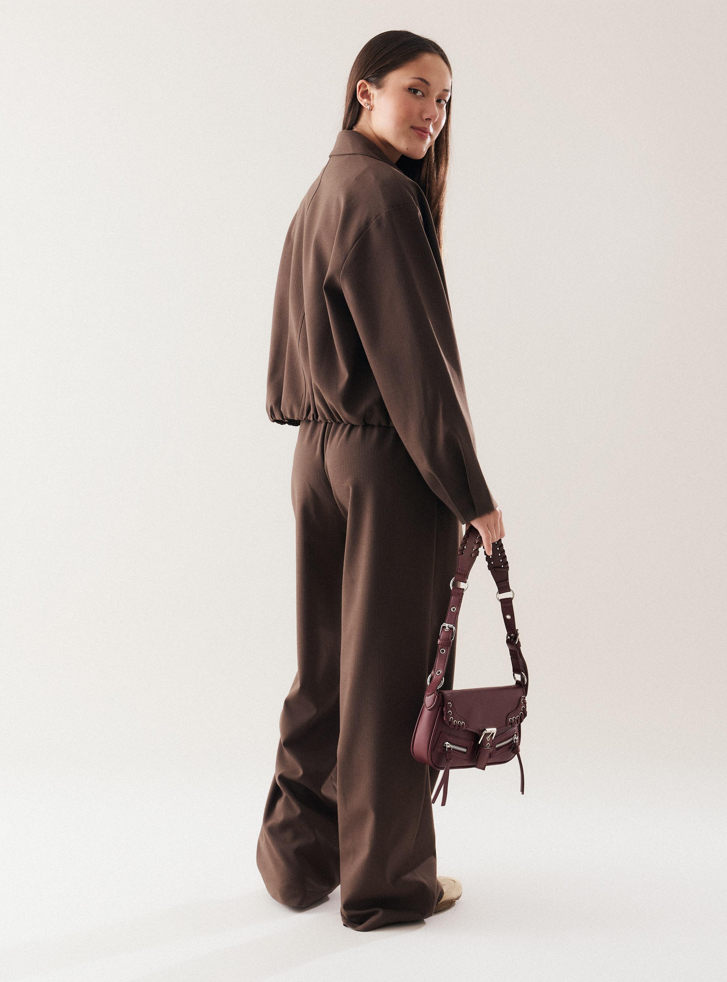 Chaqueta Oversize con Cierre Frontal y Cuello Camisero-5