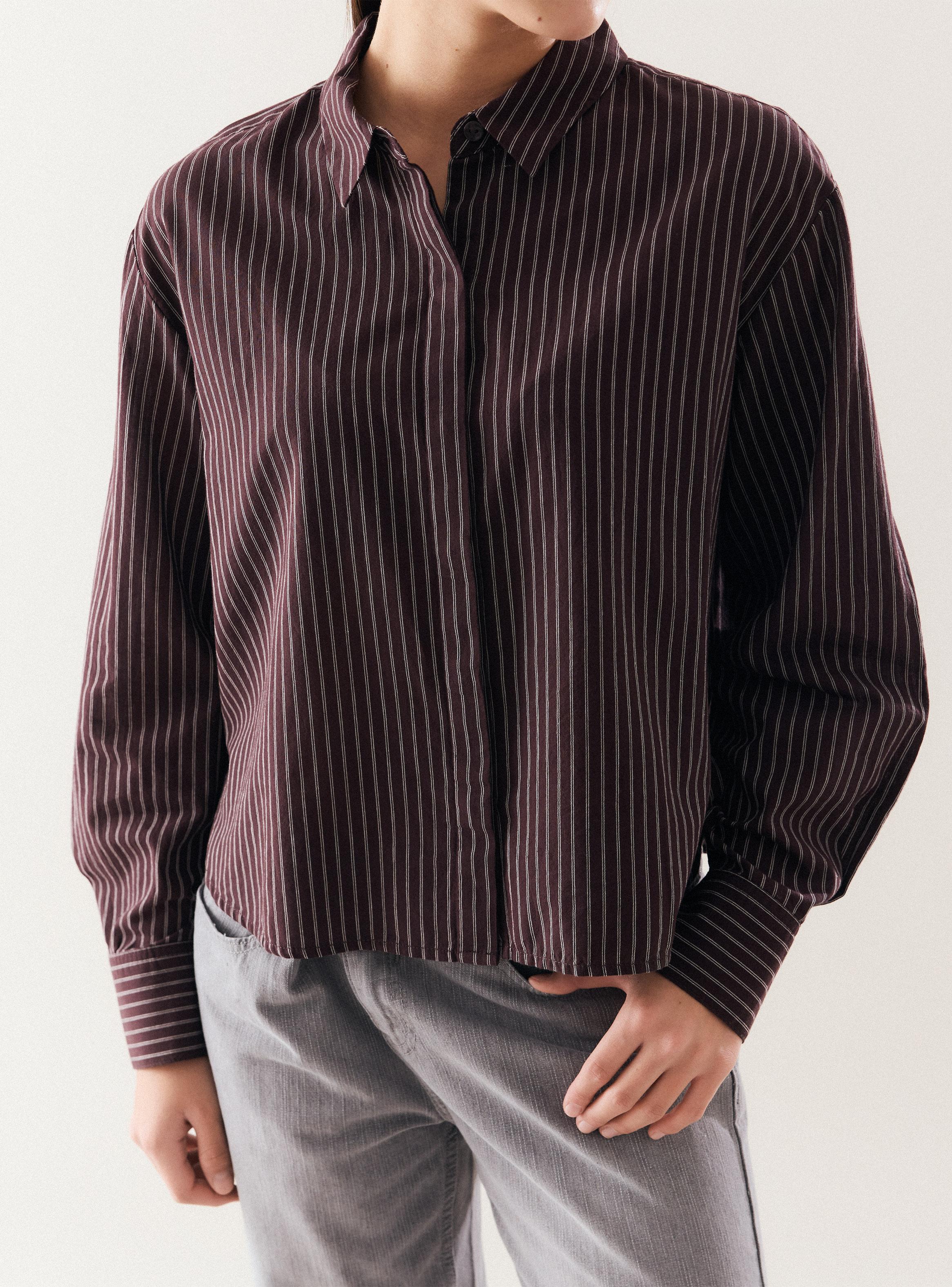 Blusa Rayas Verticales Cuello Camisero Botones-3