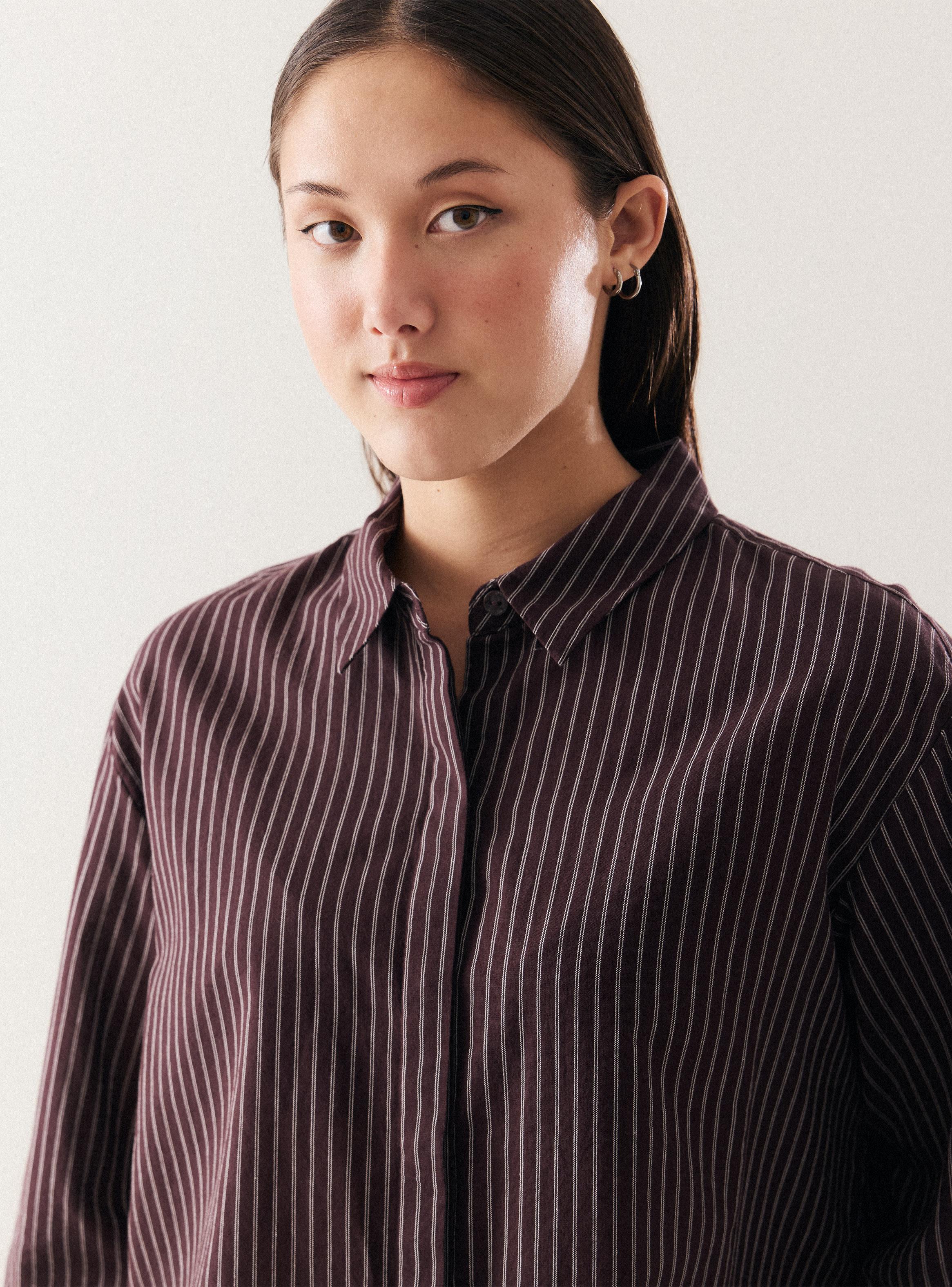 Blusa Rayas Verticales Cuello Camisero Botones-2