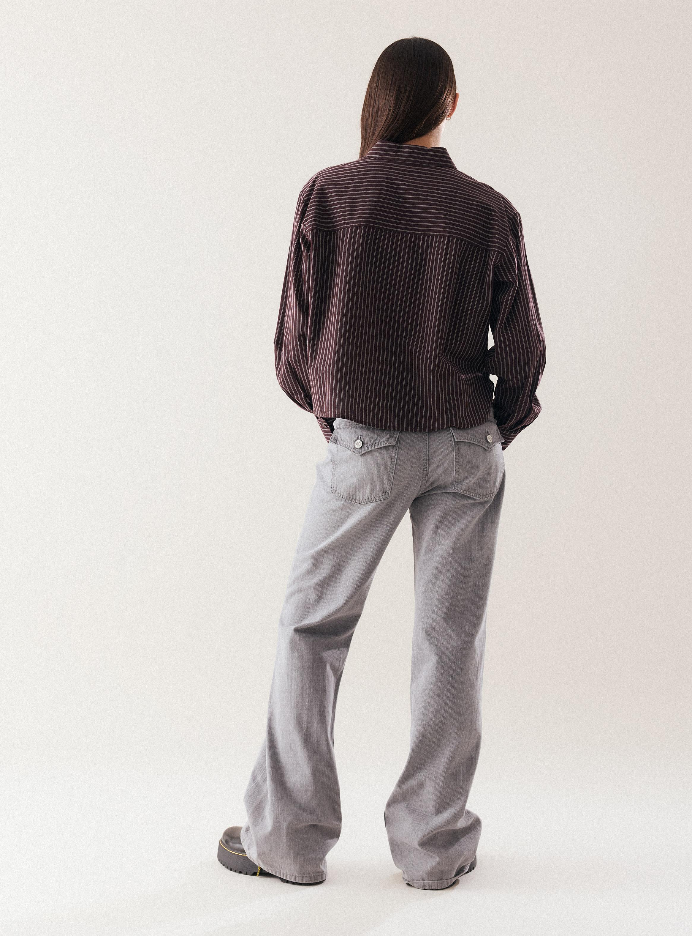 Blusa Rayas Verticales Cuello Camisero Botones-5