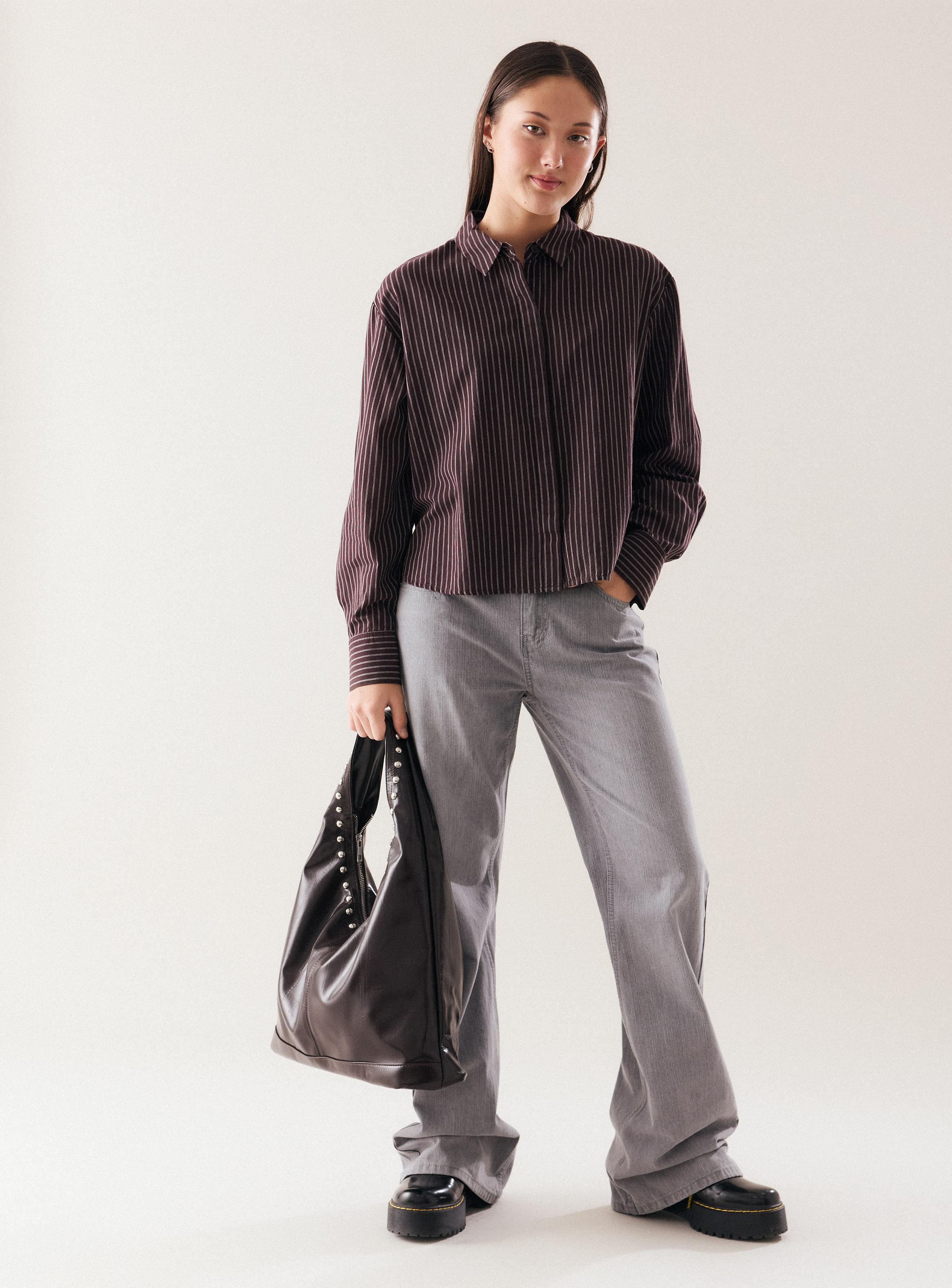 Blusa Rayas Verticales Cuello Camisero Botones-4