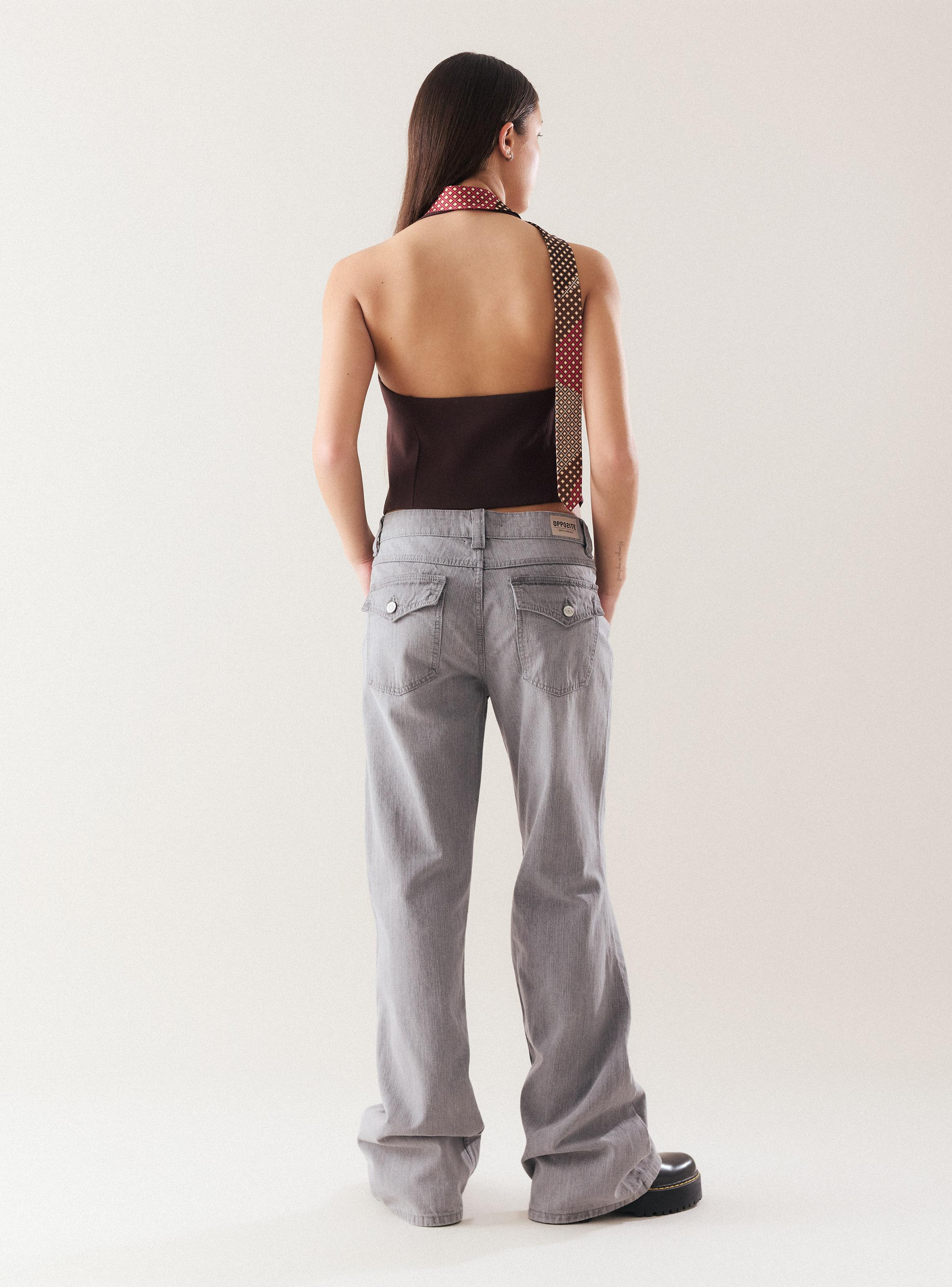 Blusa Halter con Corbata Estampada y Botones-5