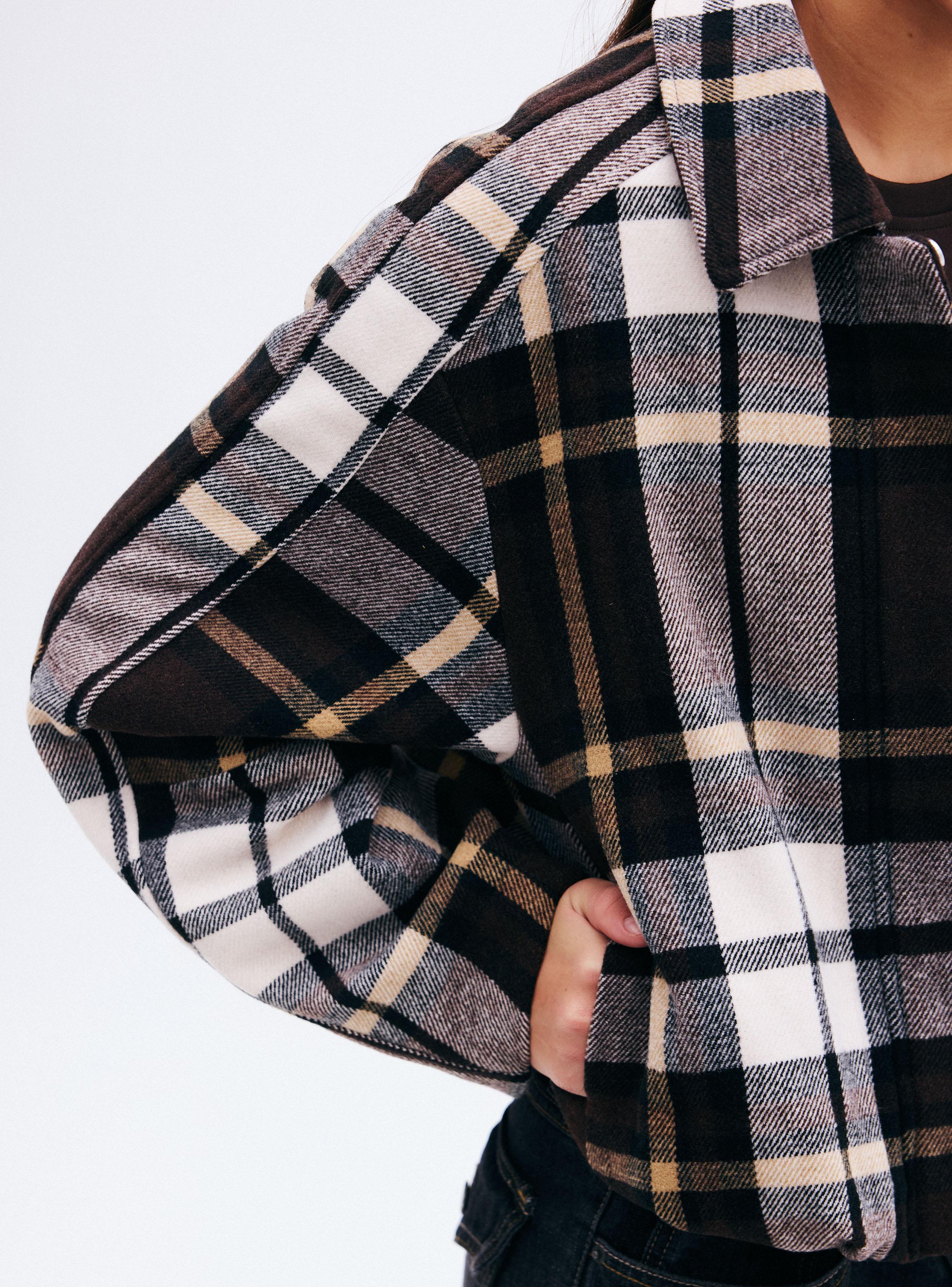 Chaqueta Estampado Cuadros Oversize-3