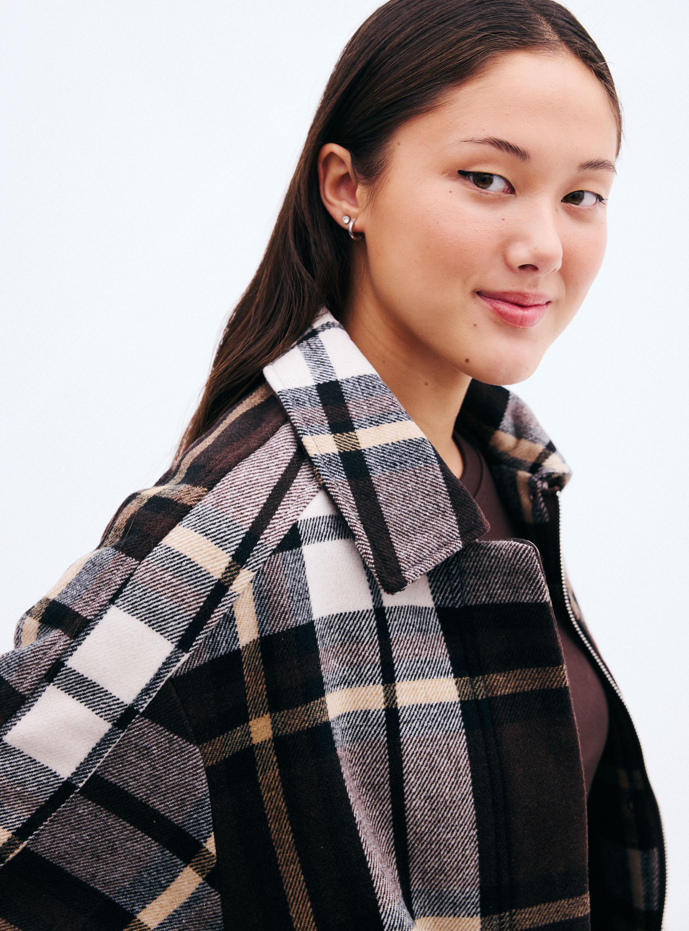 Chaqueta Estampado Cuadros Oversize-2