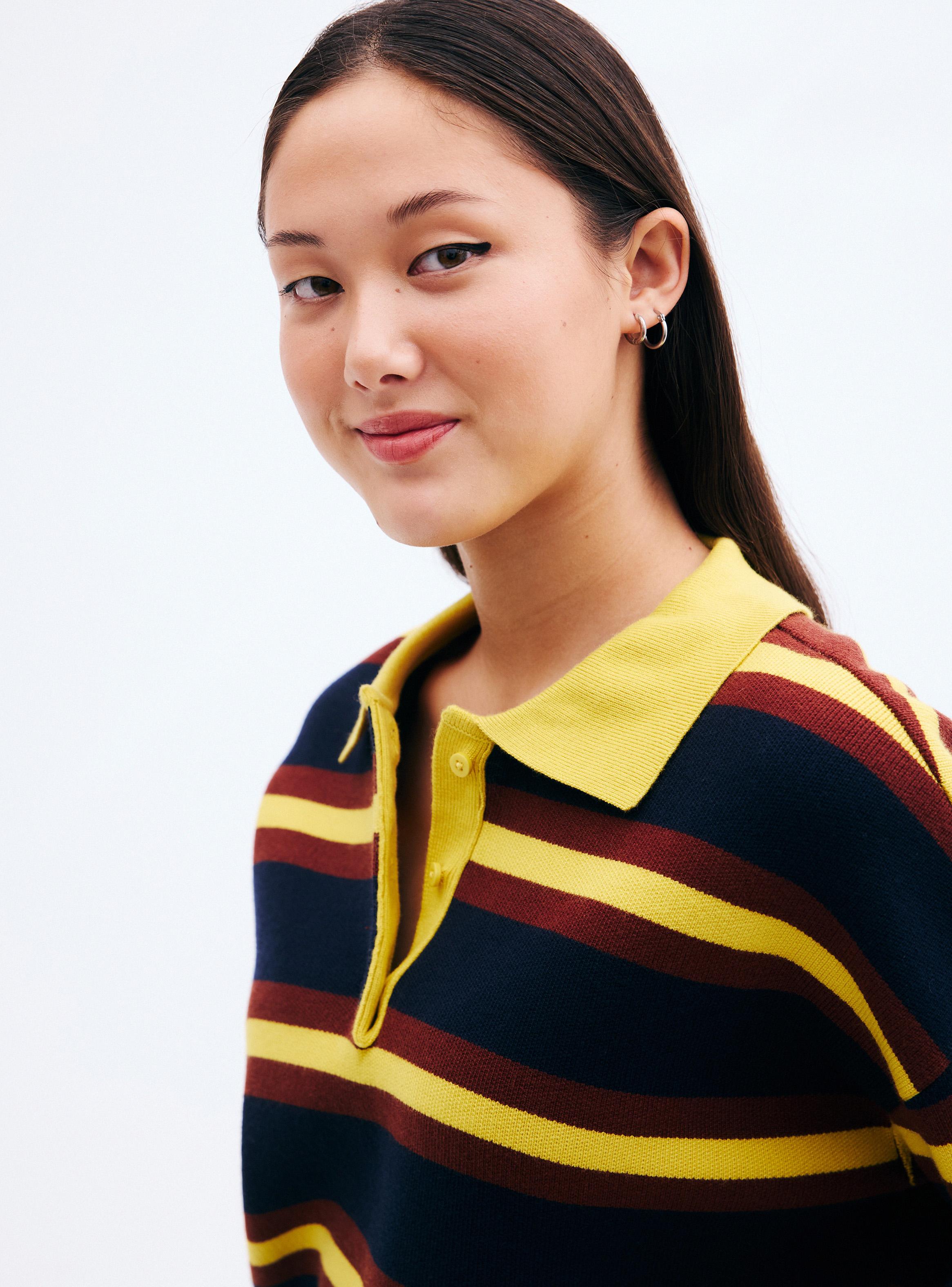 Sweater Cuello Polo Rayas Horizontales Multicolores-3