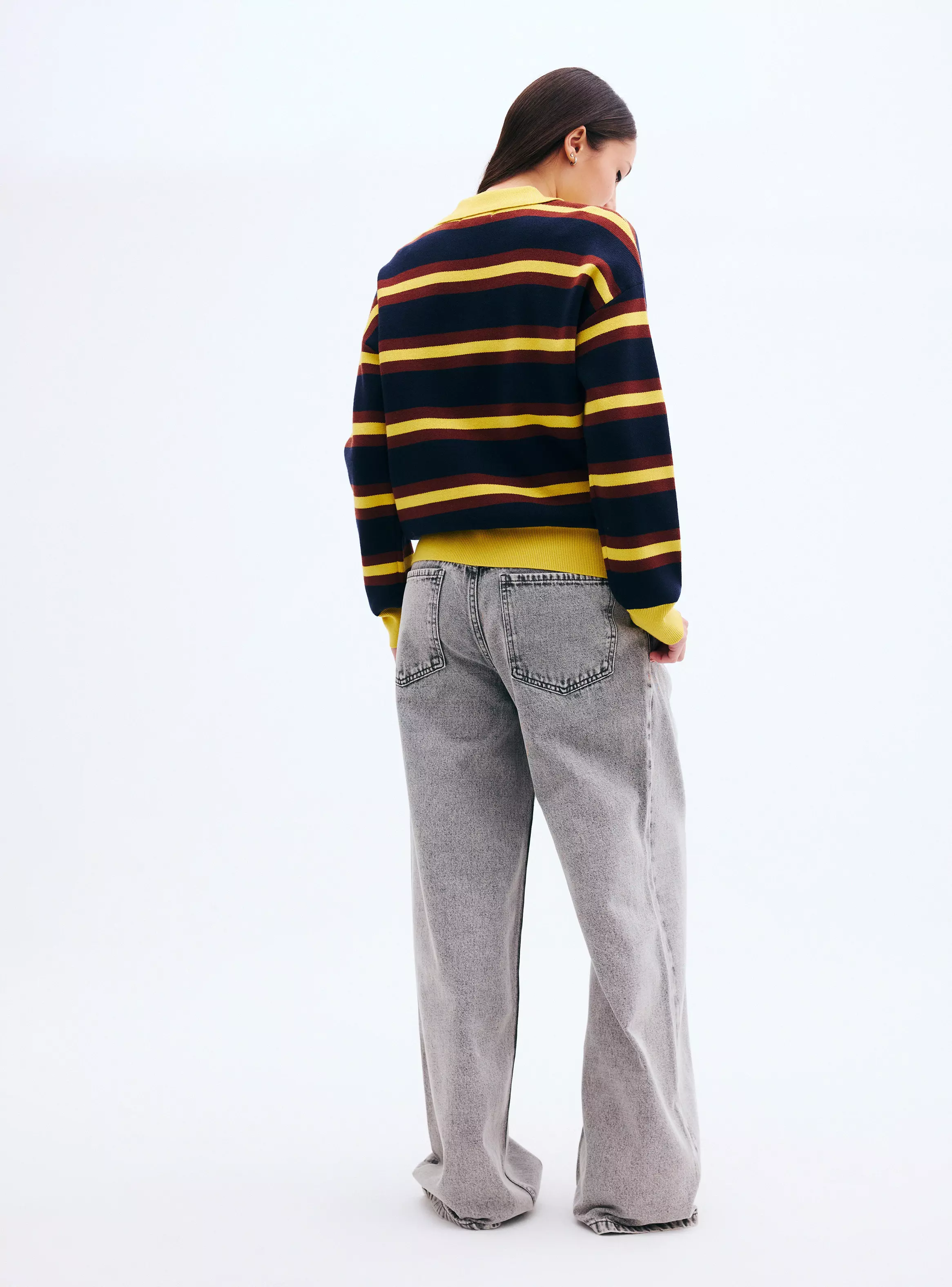 Sweater Cuello Polo Rayas Horizontales Multicolores-5