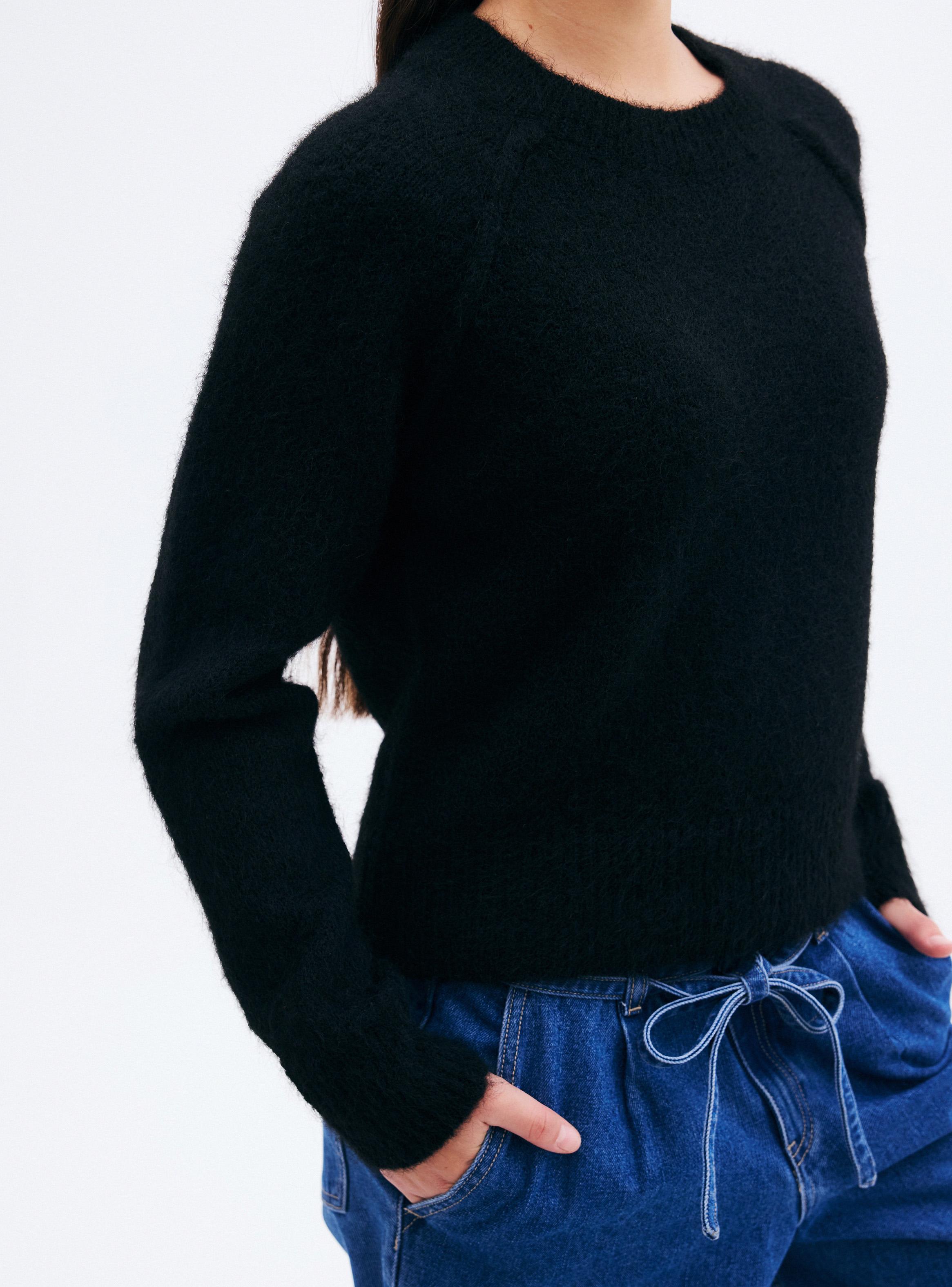Sweater Manga Raglán y Cuello Redondo-3