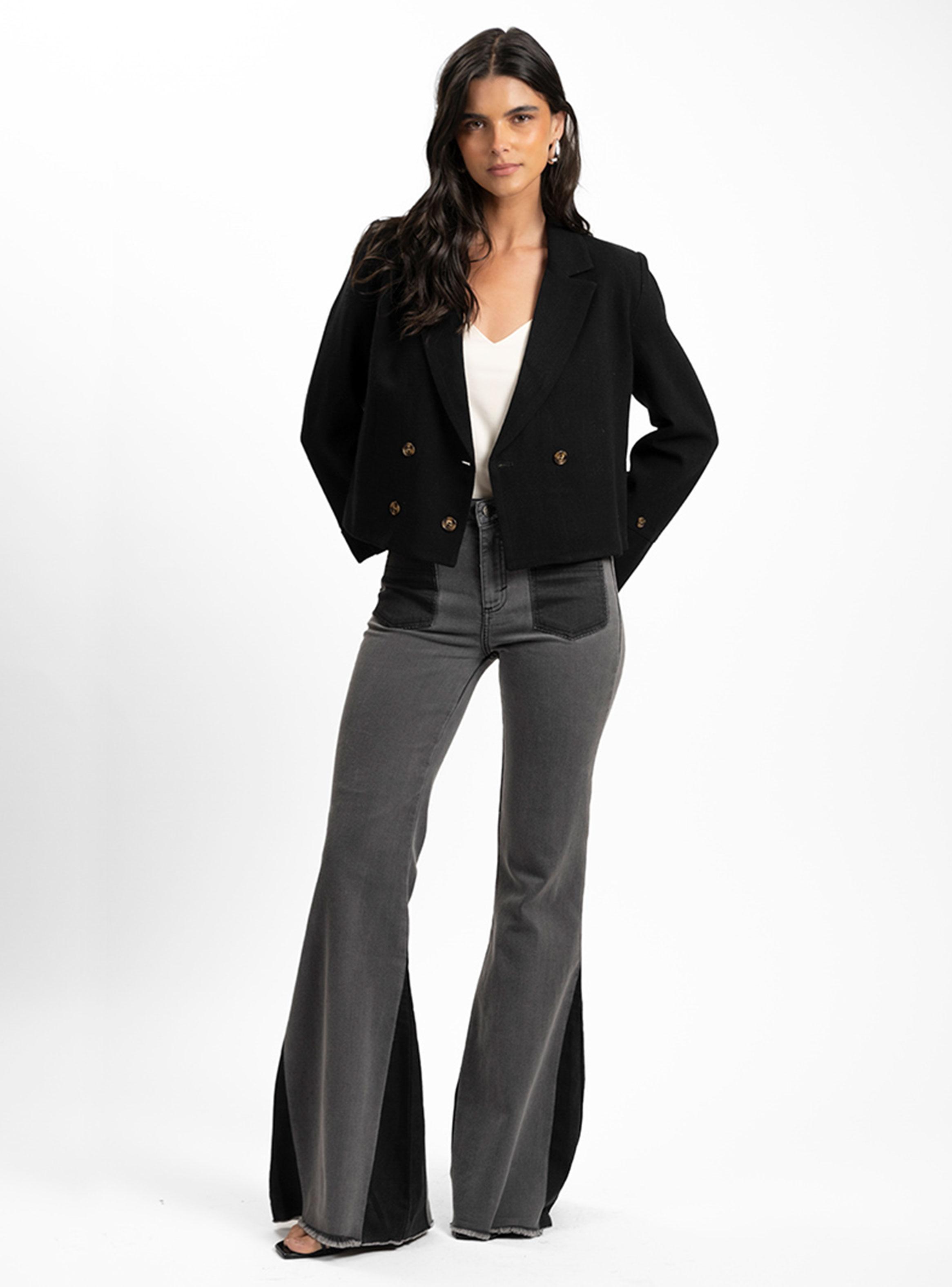 Jeans Flare Tiro Medio Ada Gris-3