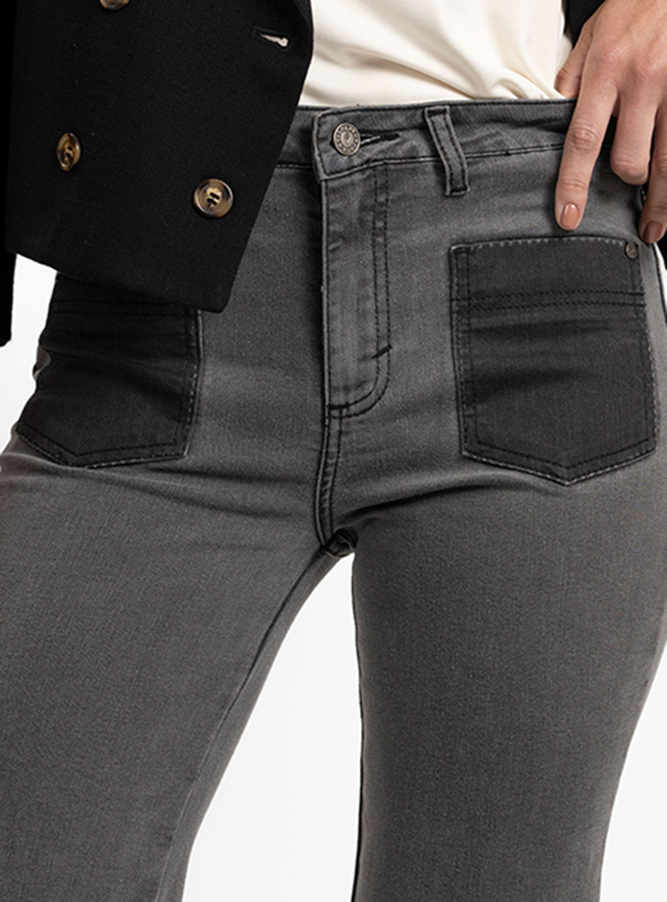 Jeans Flare Tiro Medio Ada Gris-2