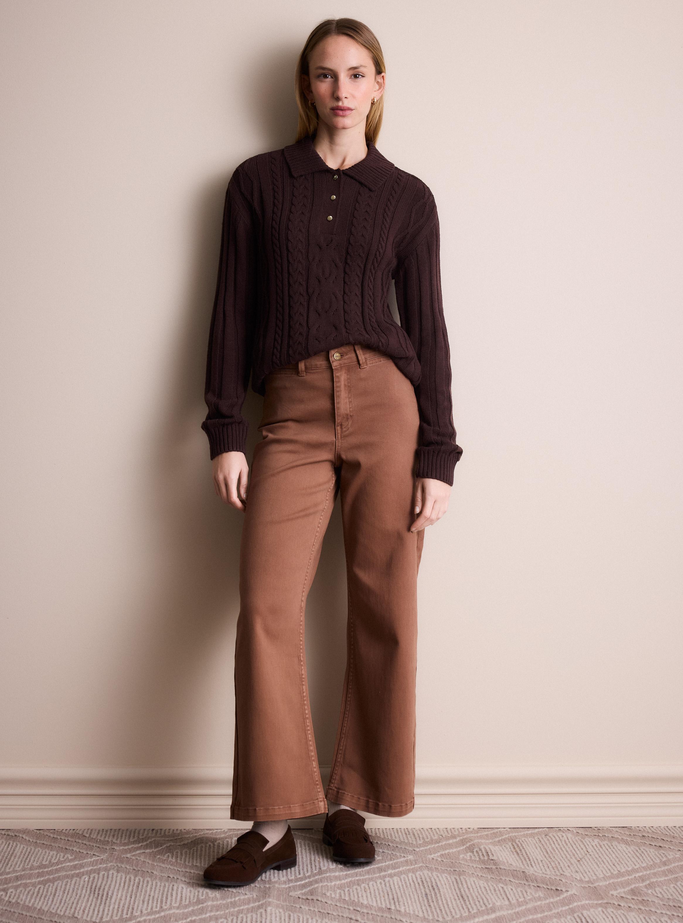 Sweater Trenzado Escote V y Cuello-4